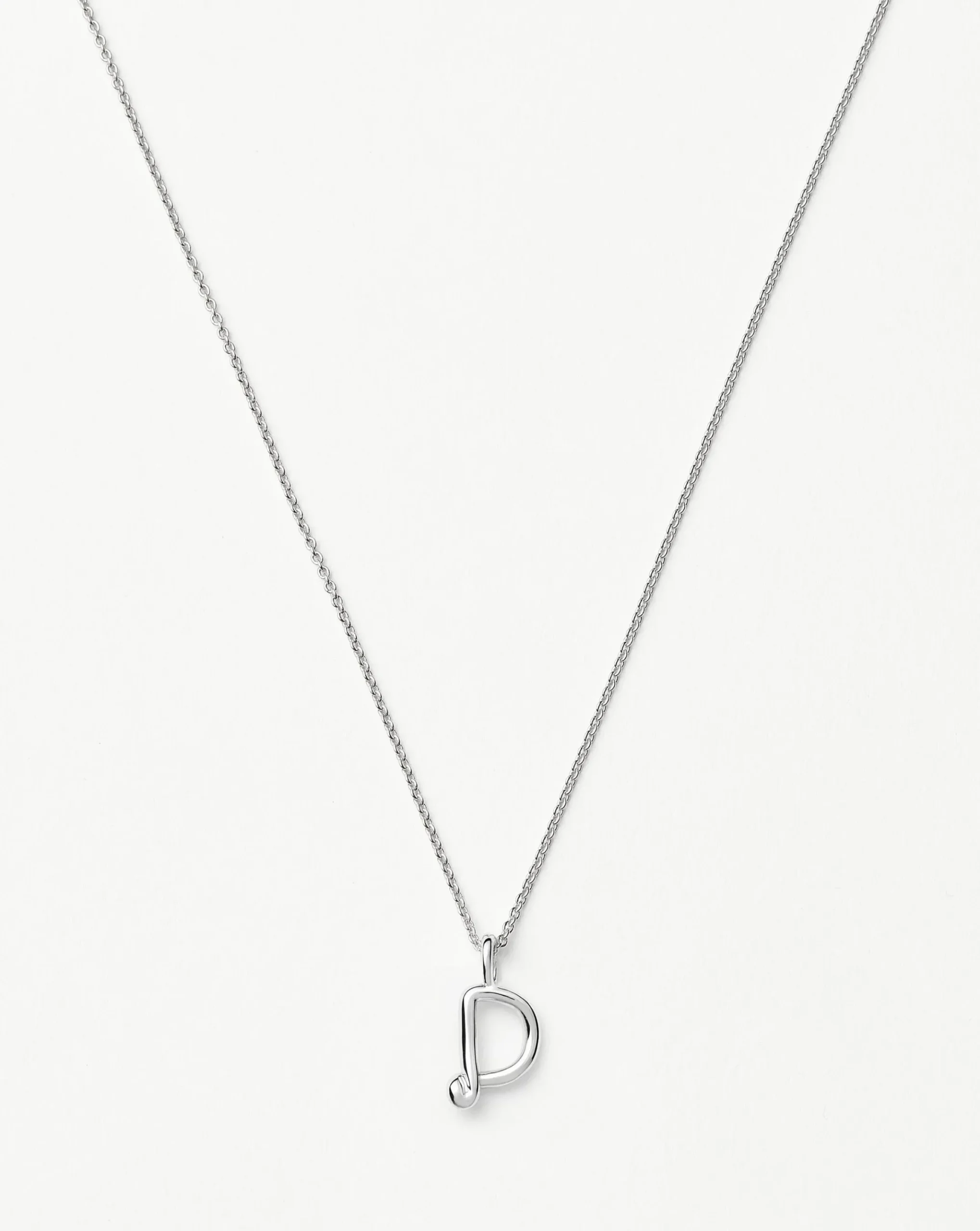 Curly Molten Mini Initial Necklace - D