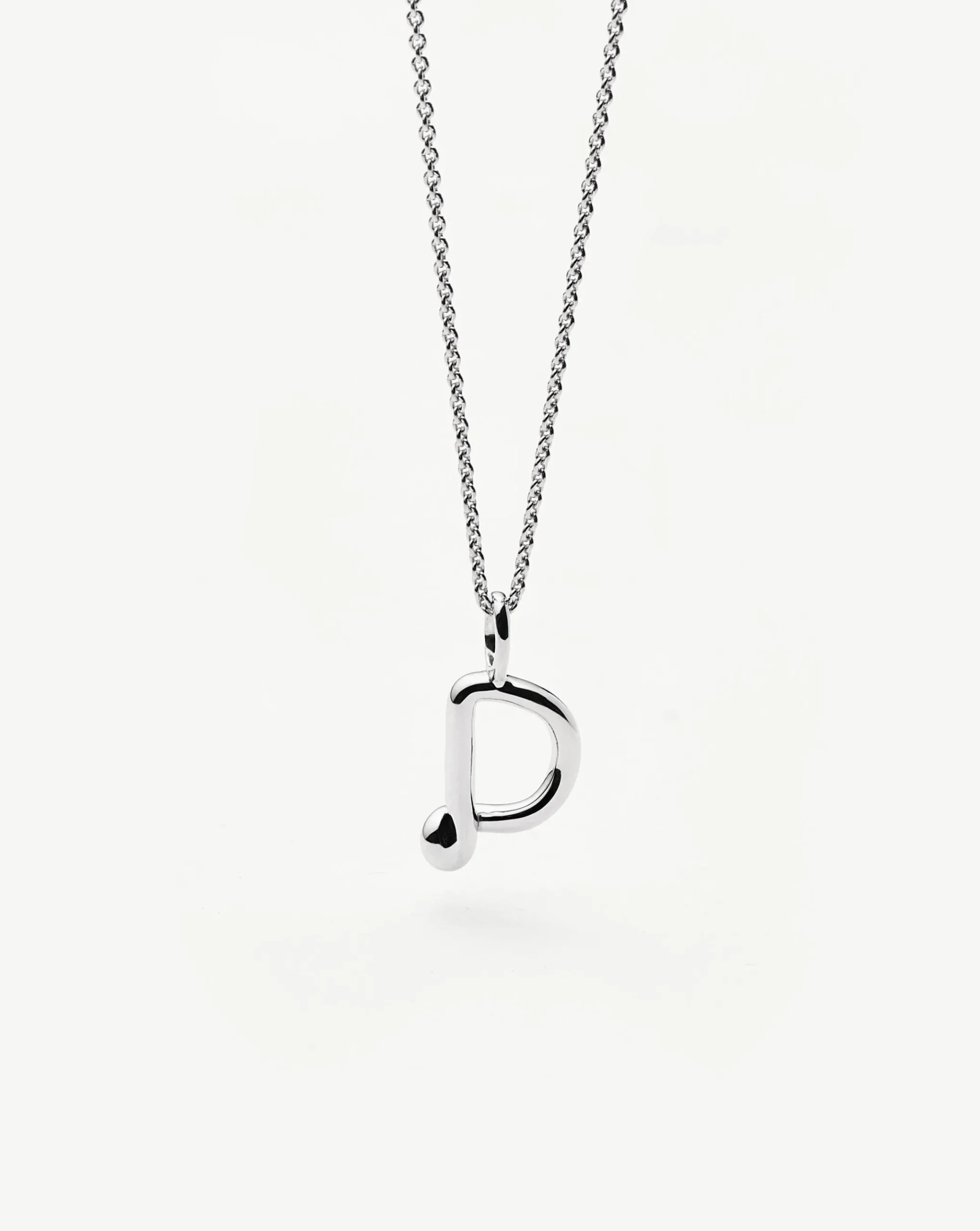 Curly Molten Mini Initial Necklace - D