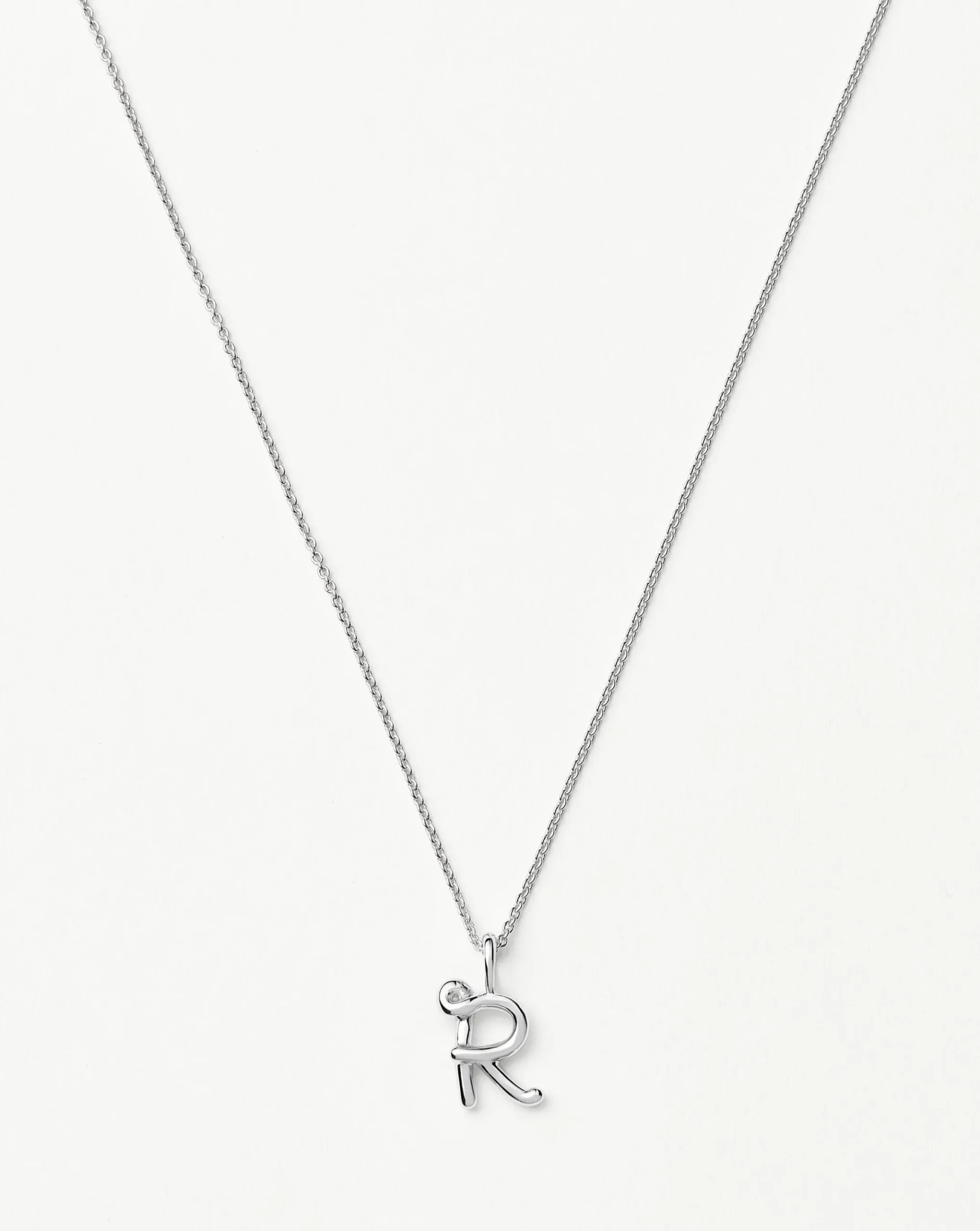 Curly Molten Mini Initial Necklace - R