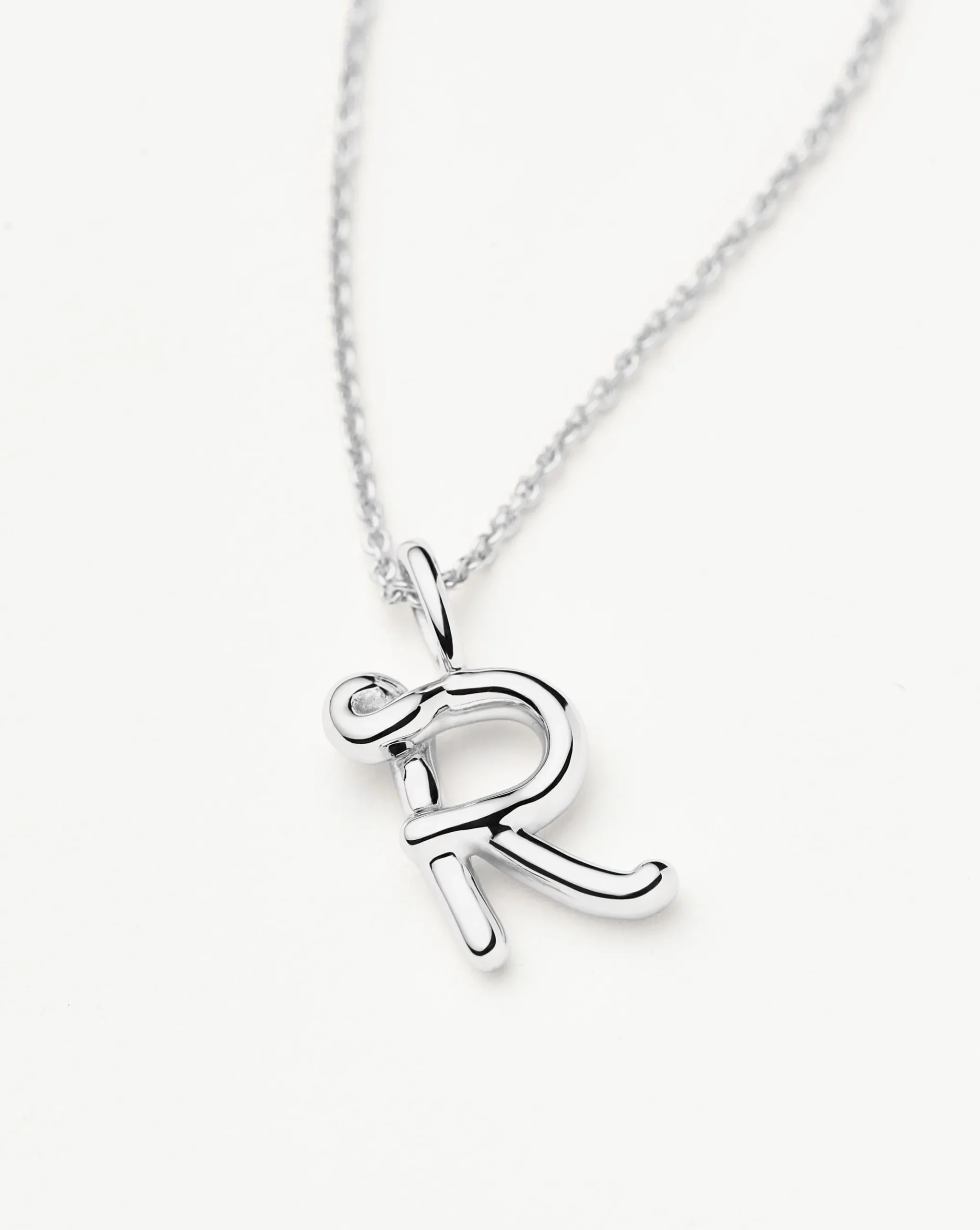 Curly Molten Mini Initial Necklace - R