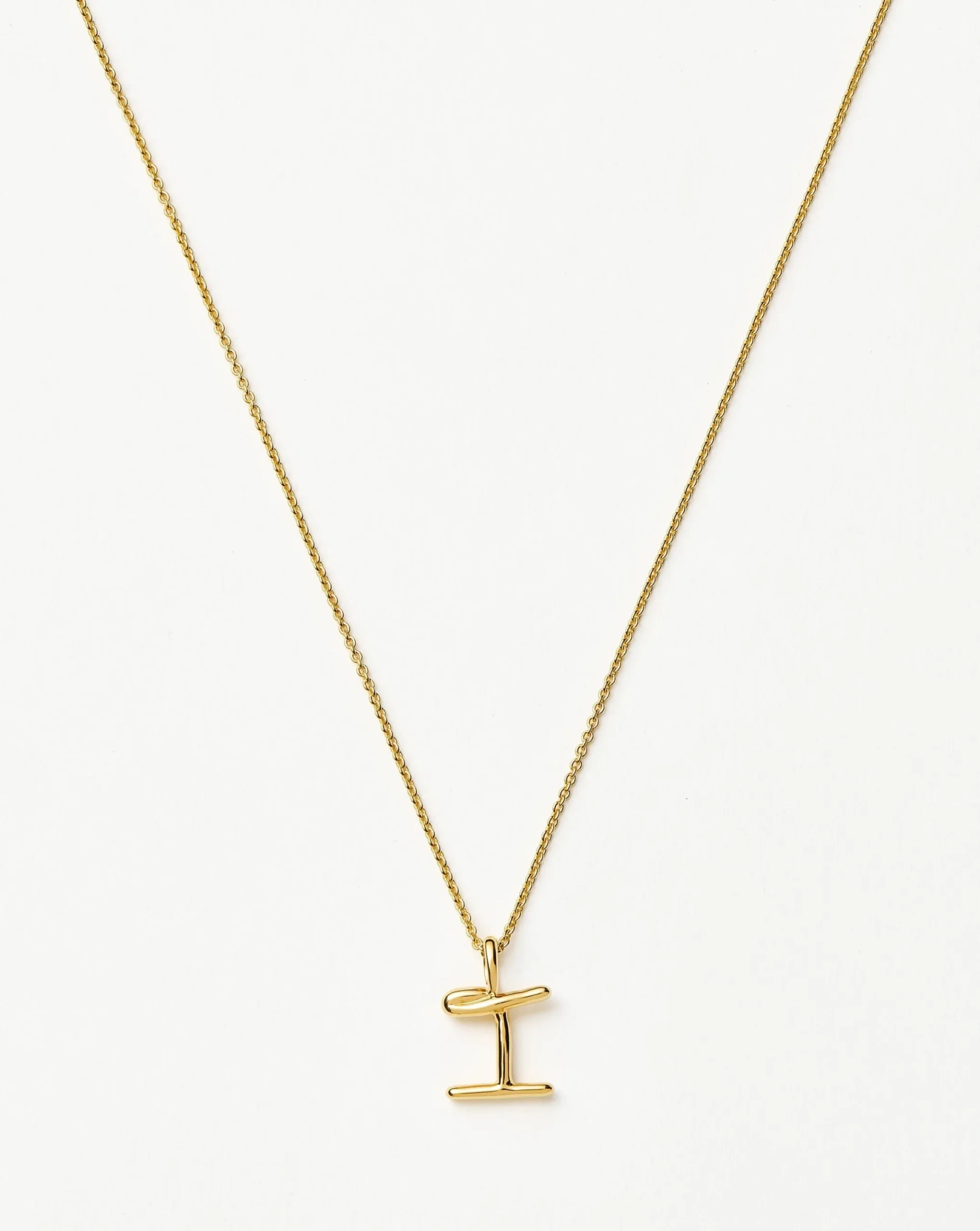 Curly Molten Mini Initial Necklace - I
