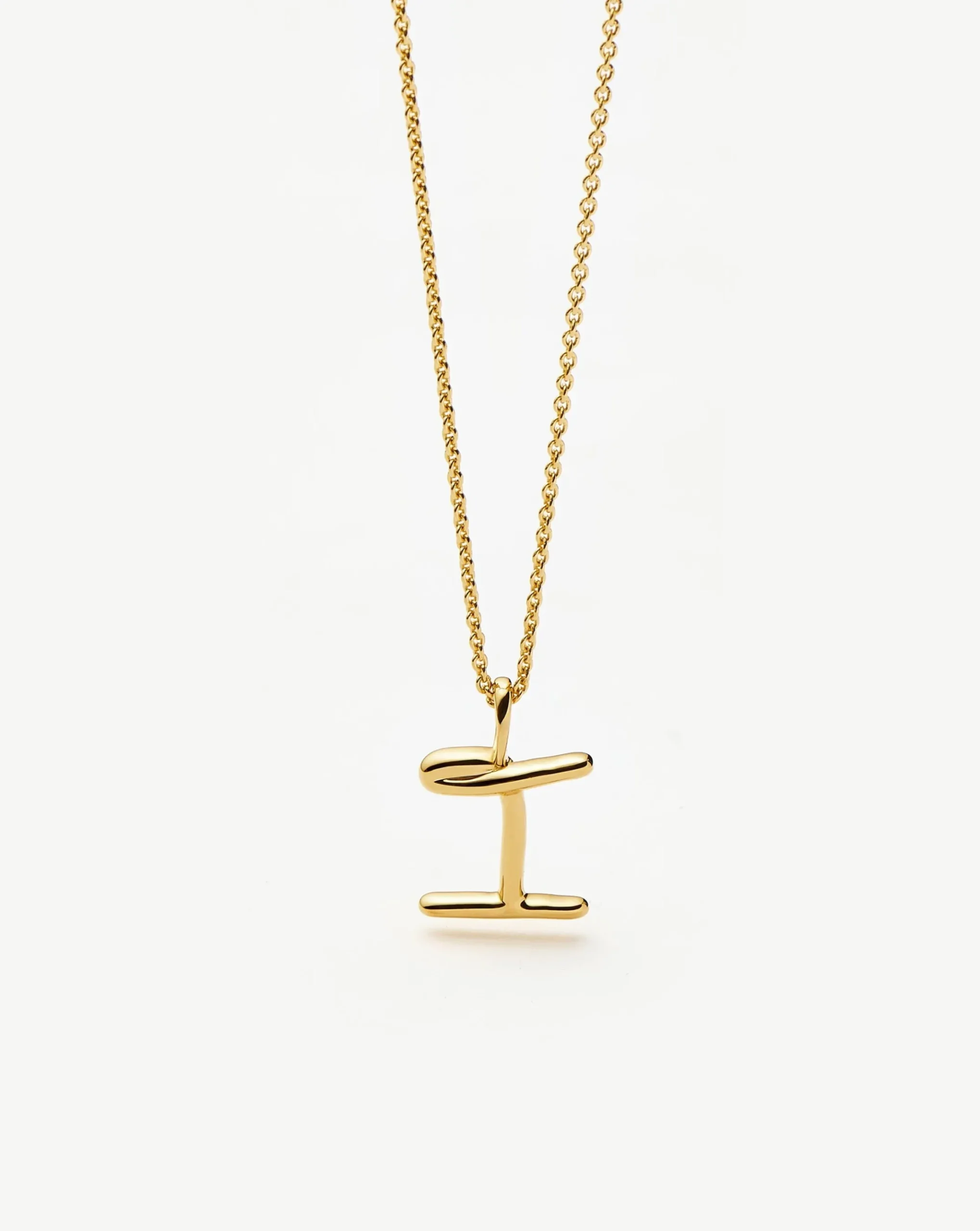 Curly Molten Mini Initial Necklace - I