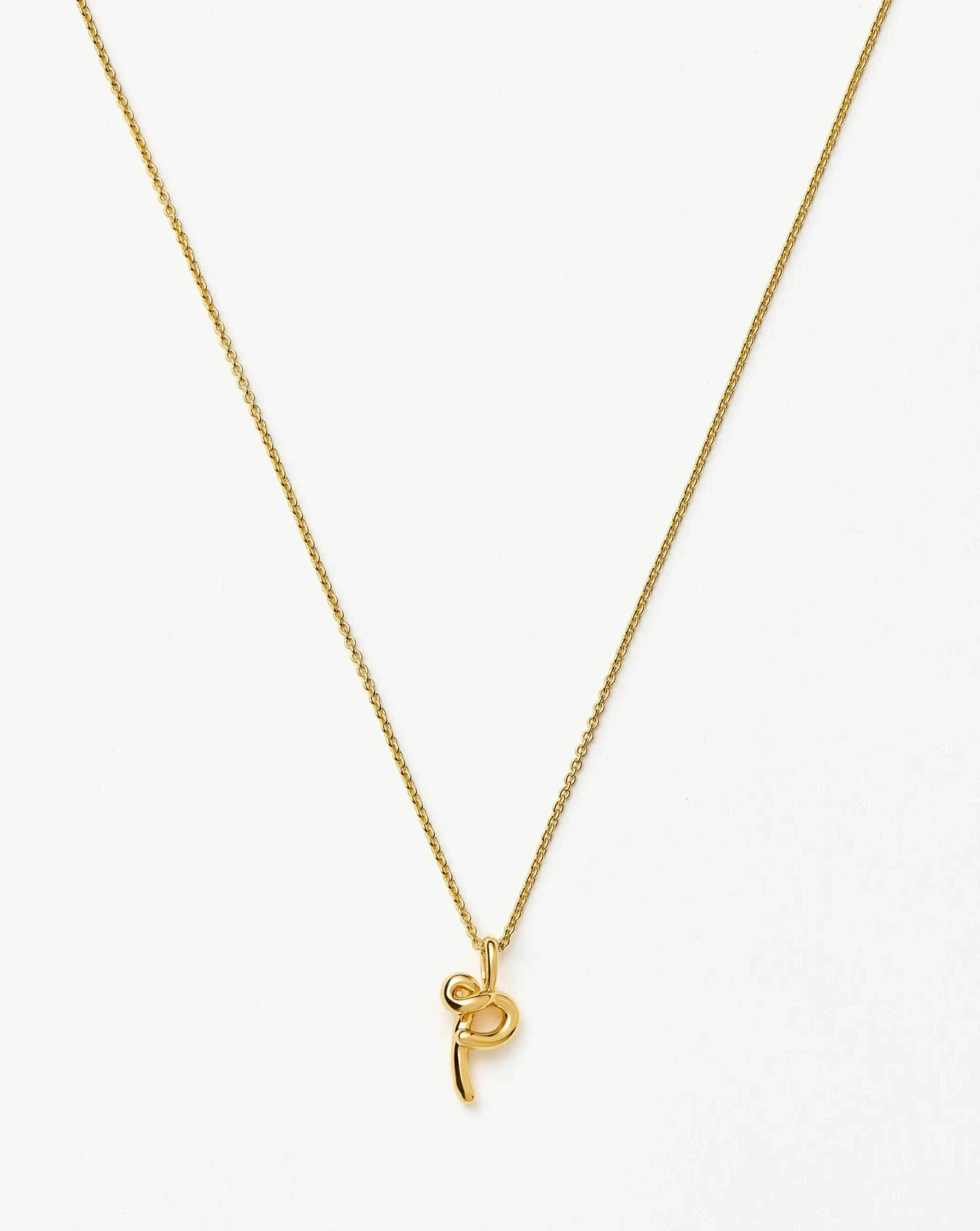 Curly Molten Mini Initial Necklace - P