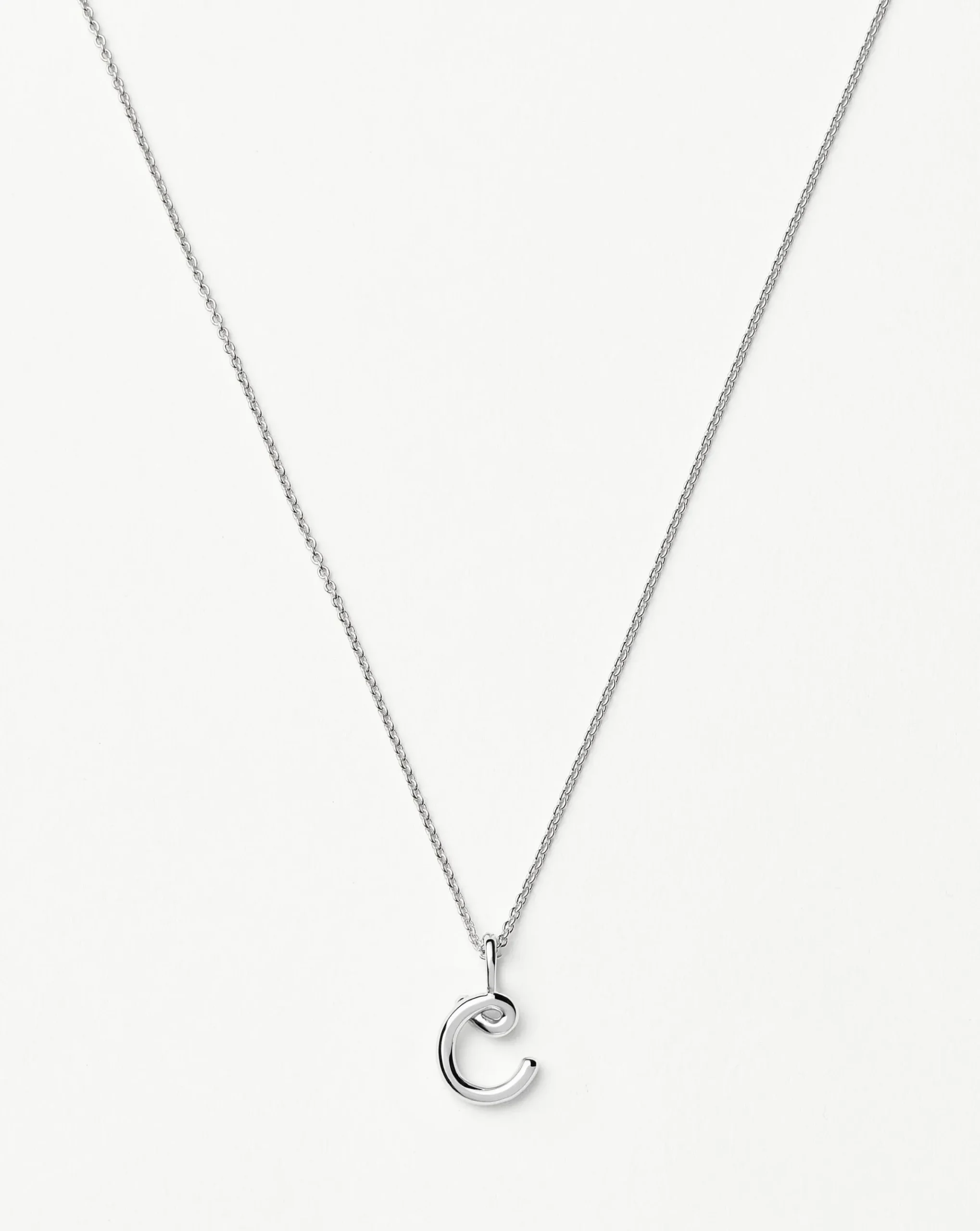 Curly Molten Mini Initial Necklace - C