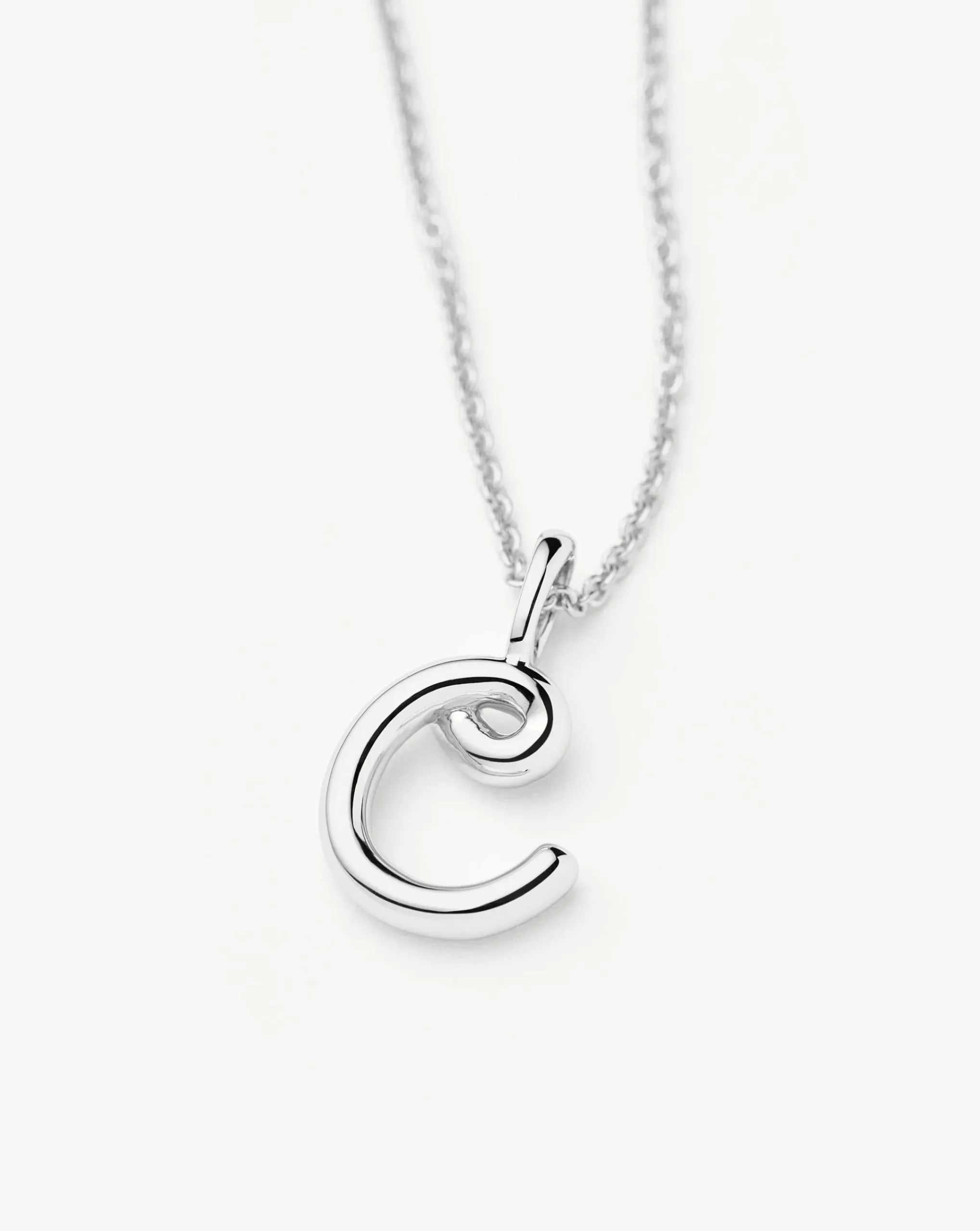 Curly Molten Mini Initial Necklace - C