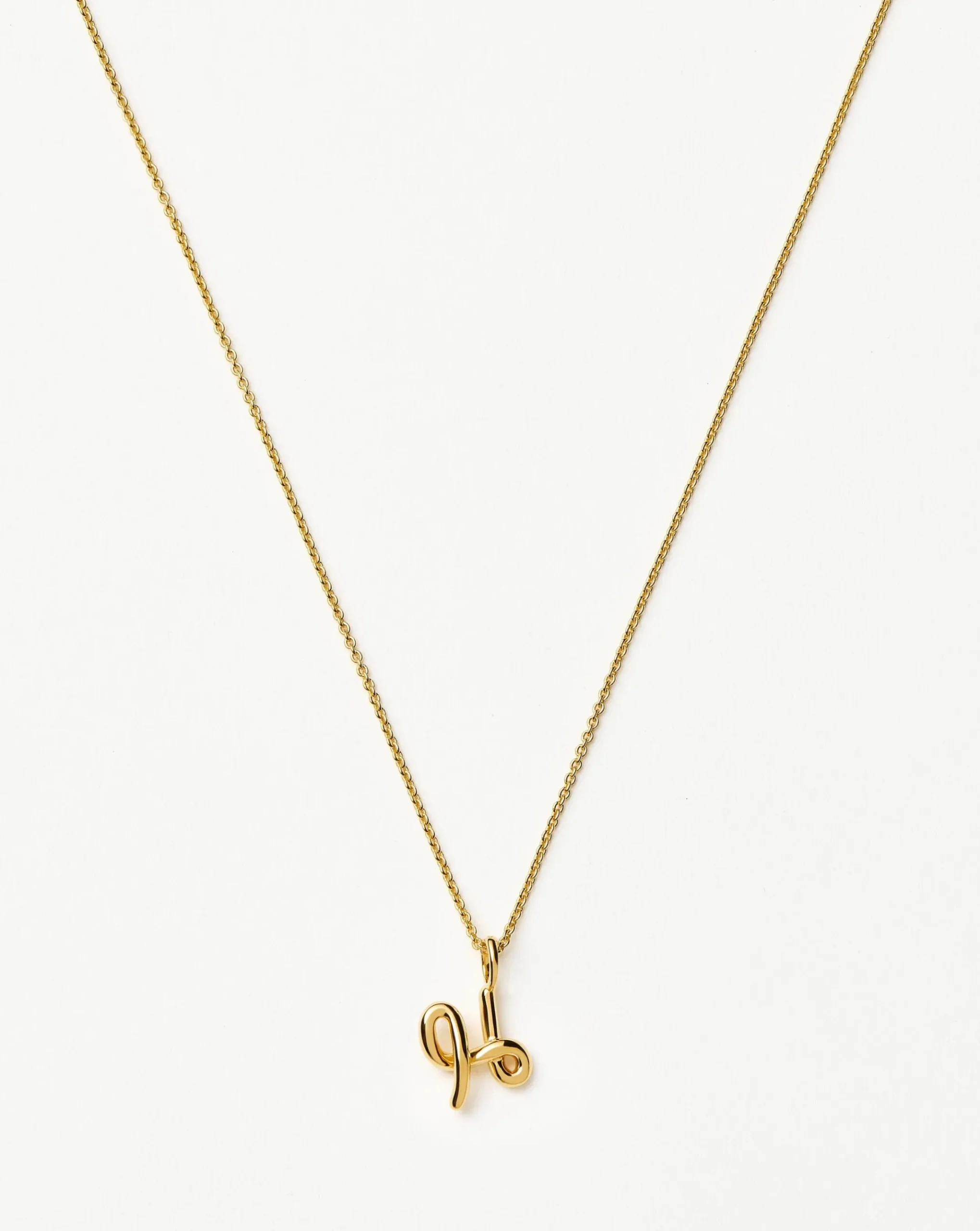 Curly Molten Mini Initial Necklace - H