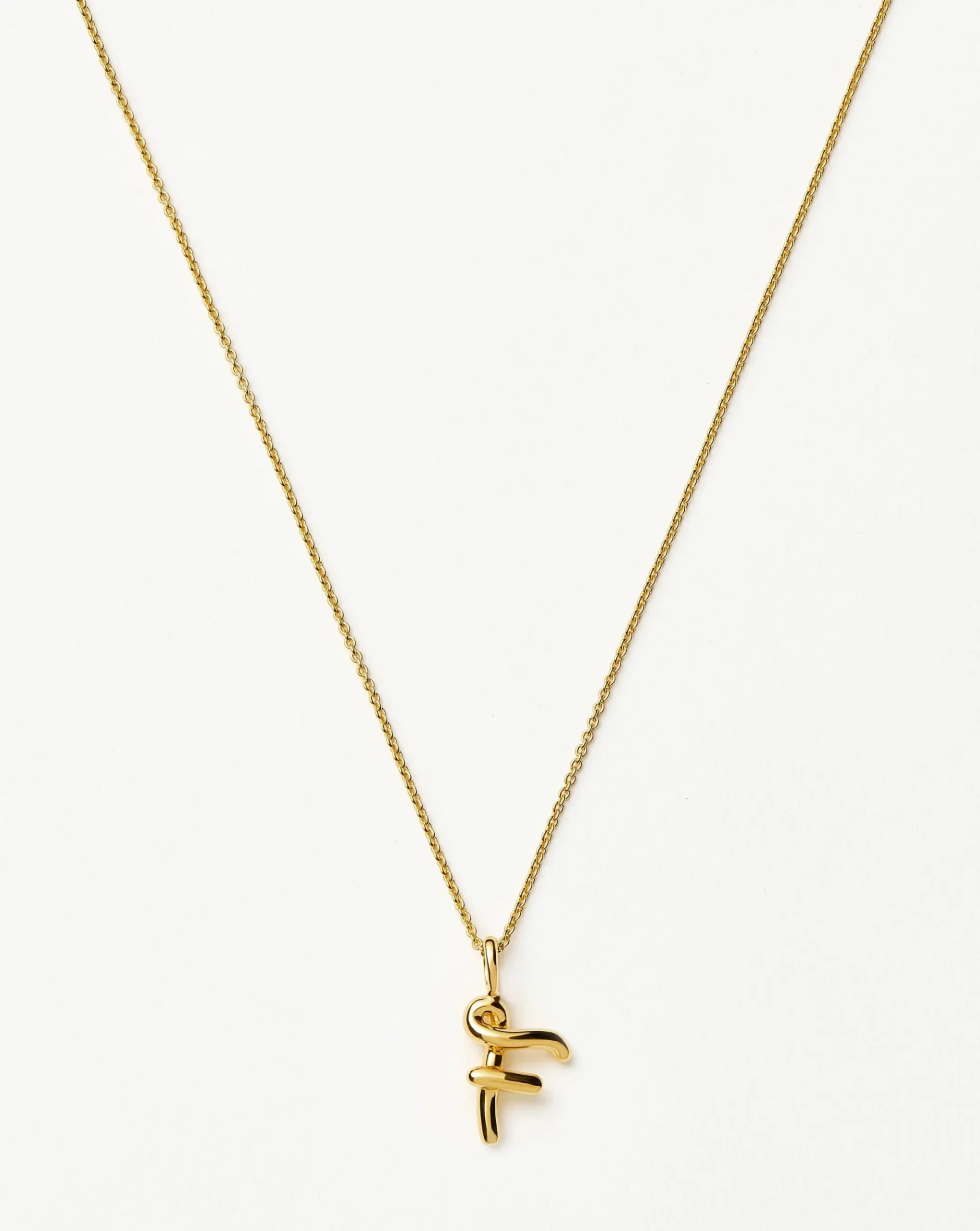Curly Molten Mini Initial Necklace - F