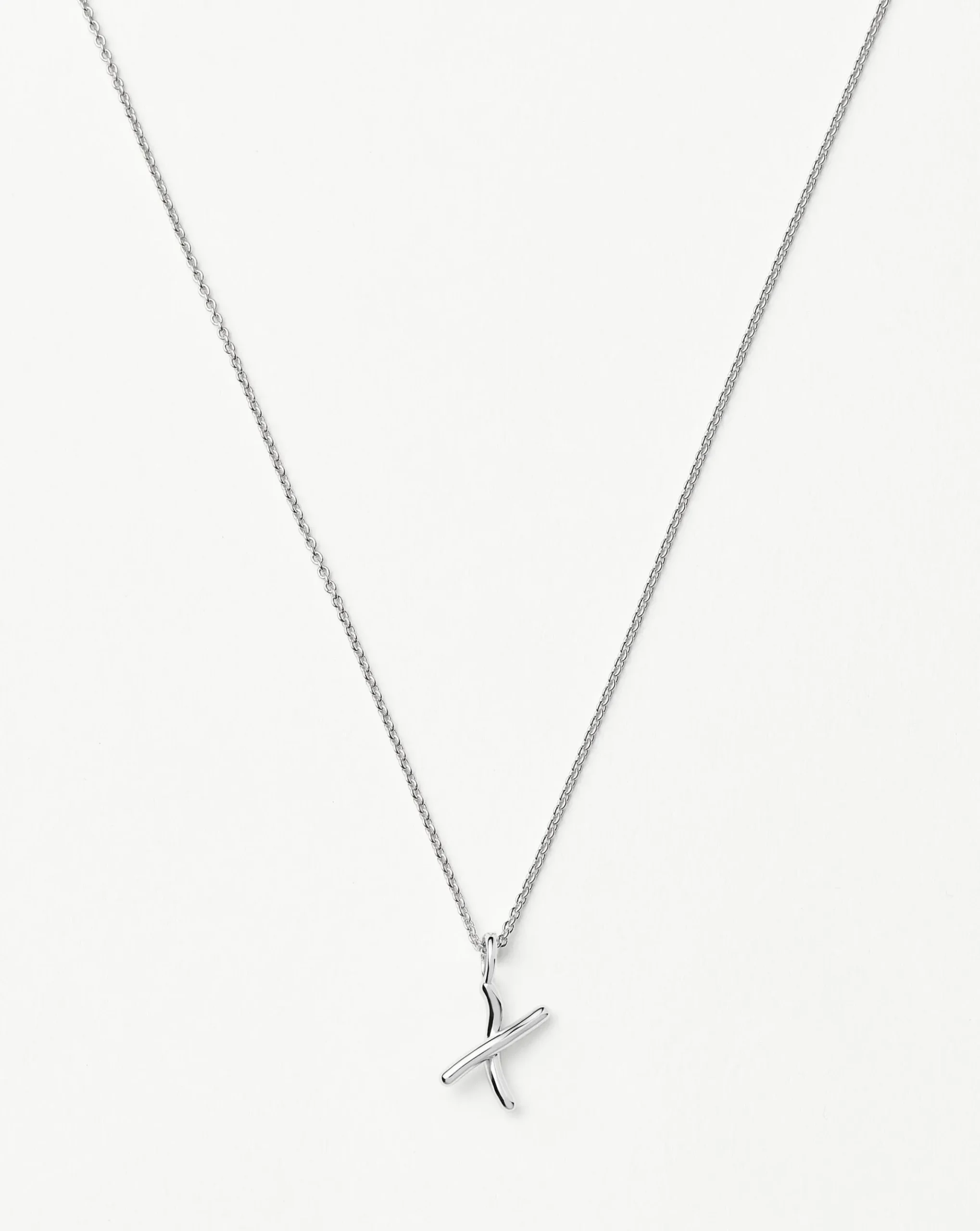 Curly Molten Mini Initial Necklace - X