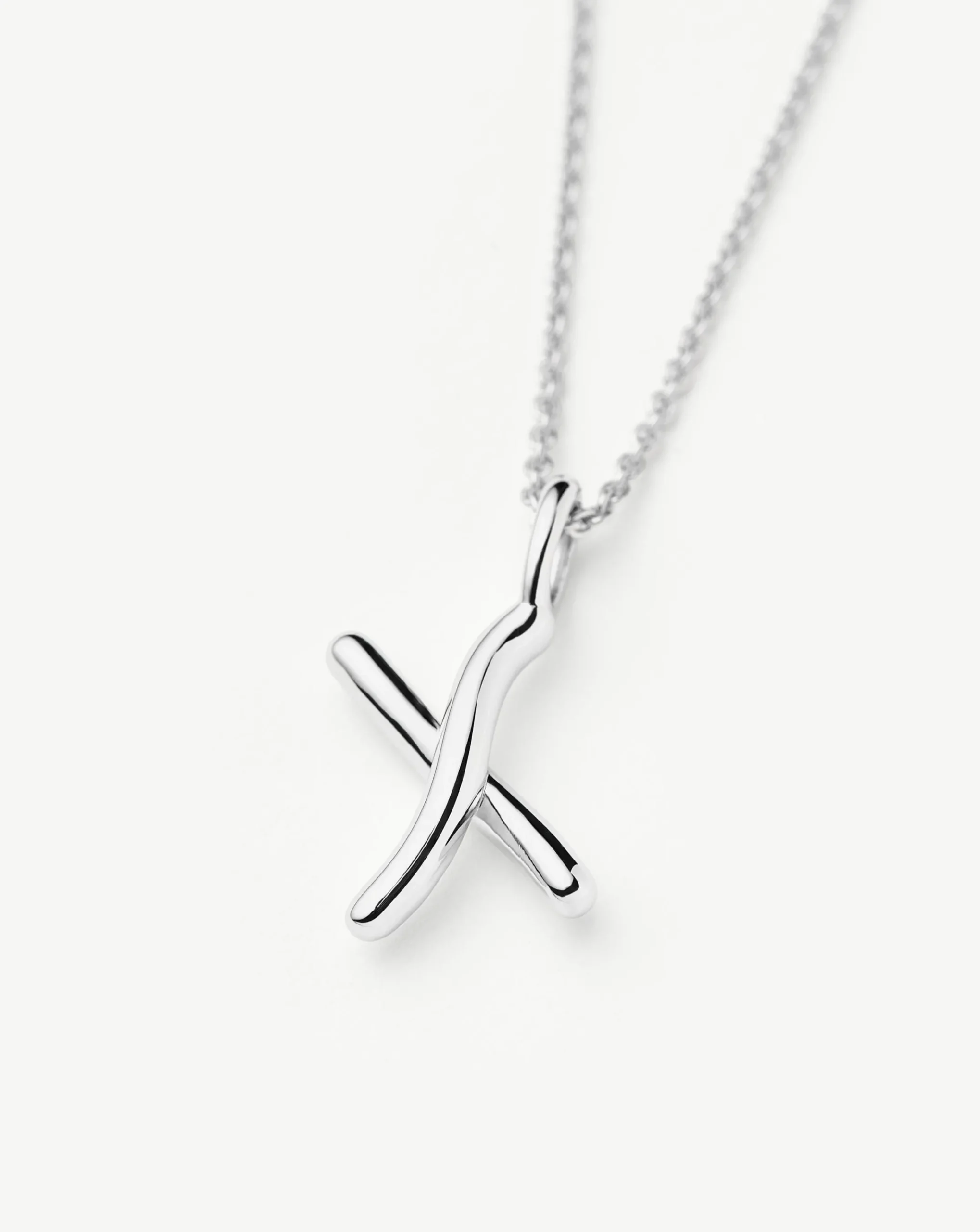 Curly Molten Mini Initial Necklace - X