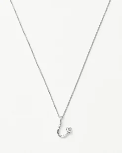 Curly Molten Mini Initial Necklace - U