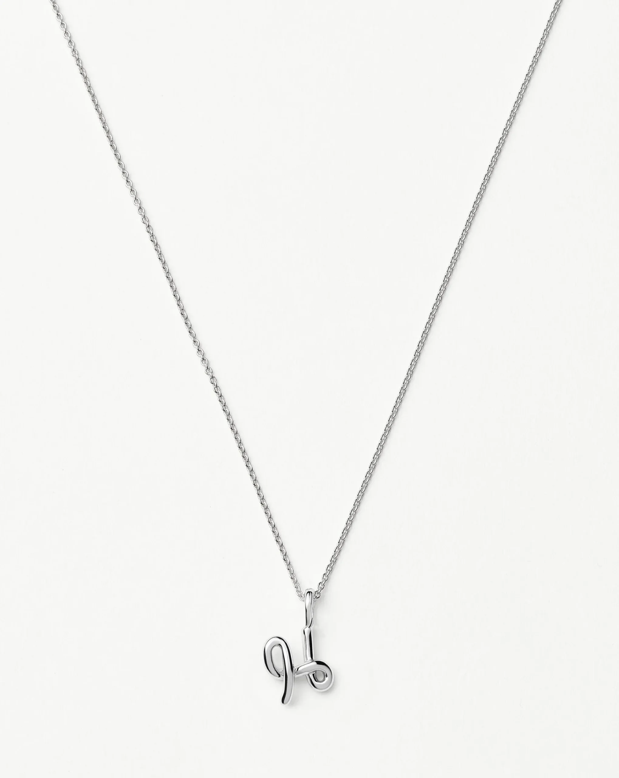 Curly Molten Mini Initial Necklace - H