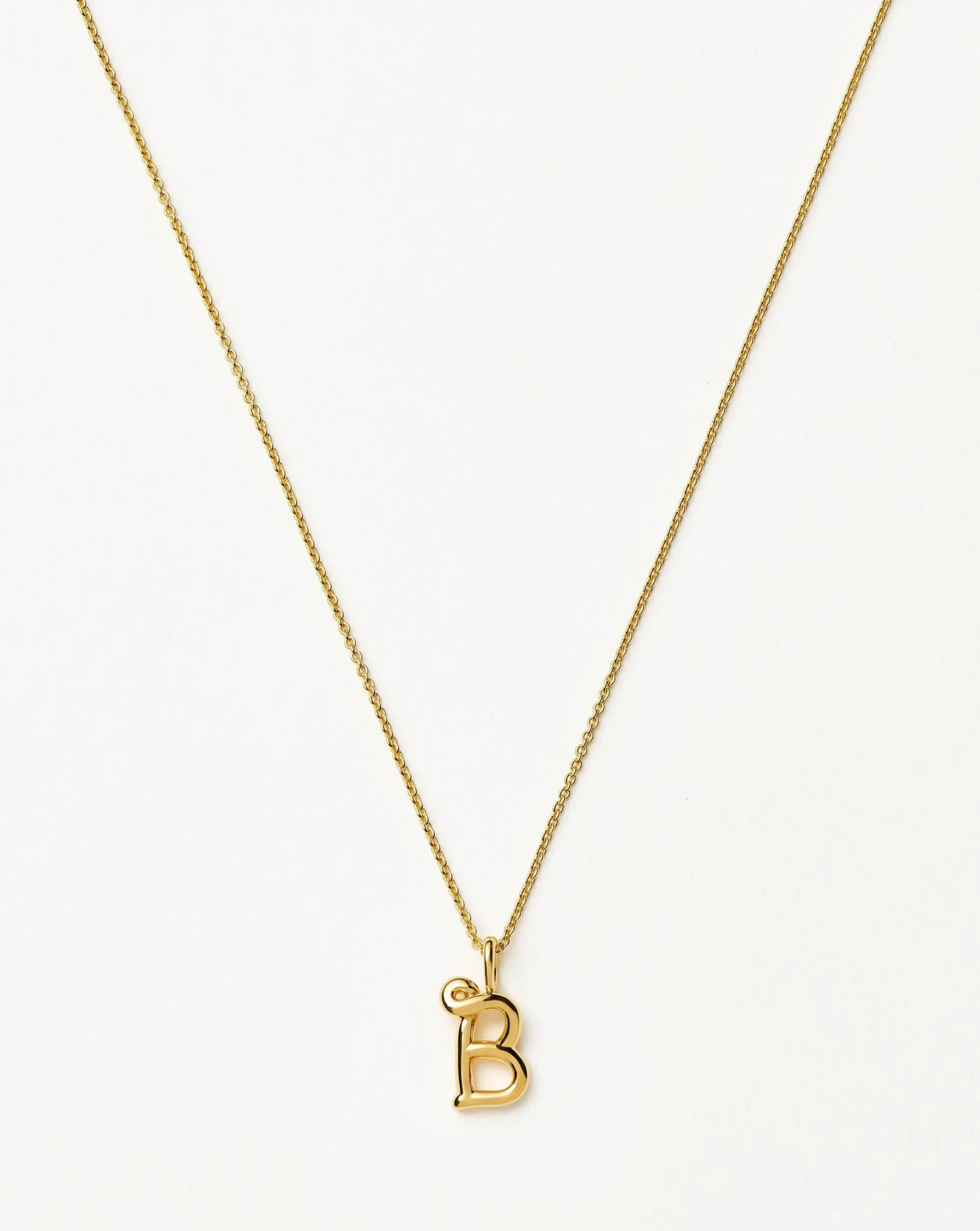 Curly Molten Mini Initial Necklace - B