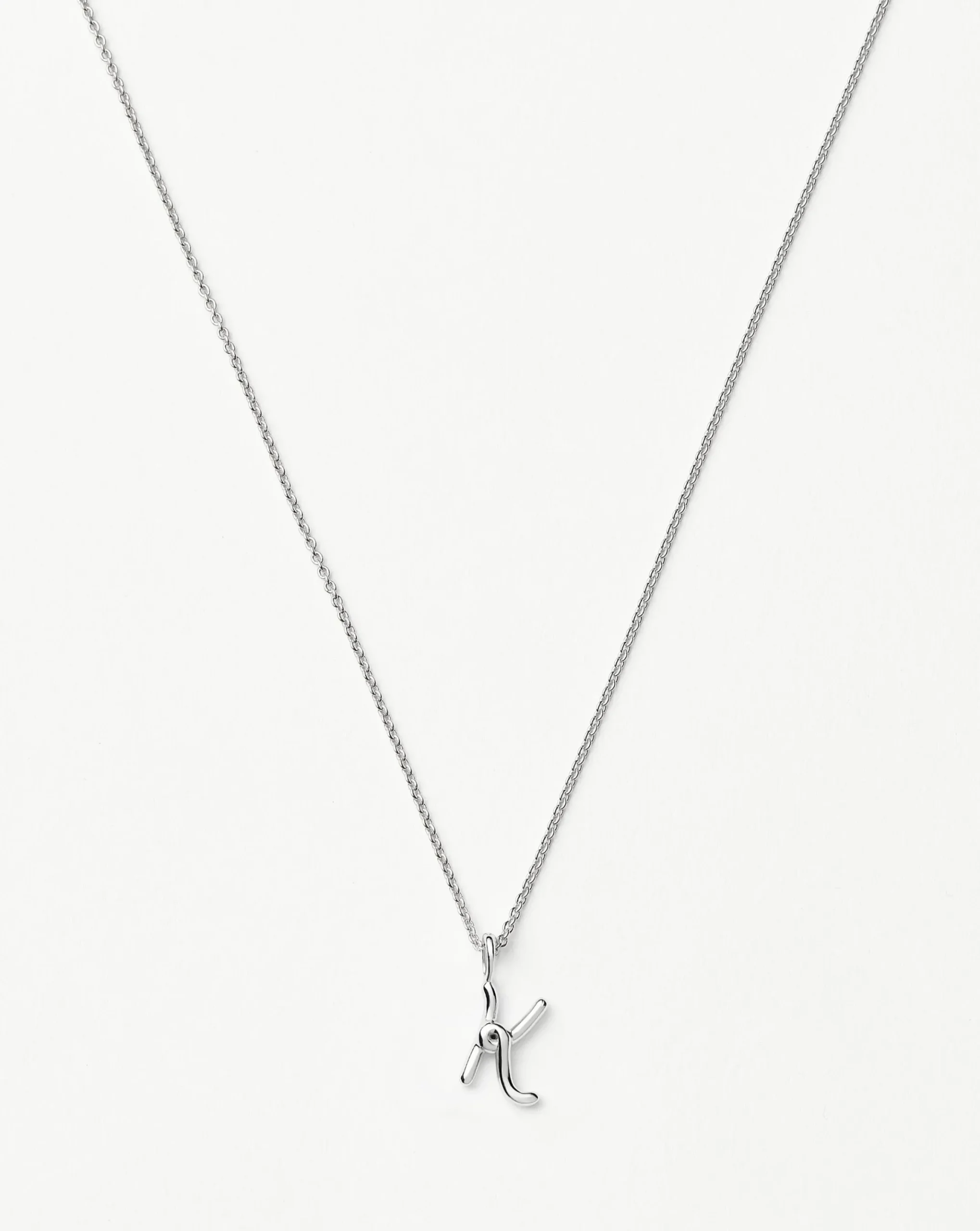 Curly Molten Mini Initial Necklace - K