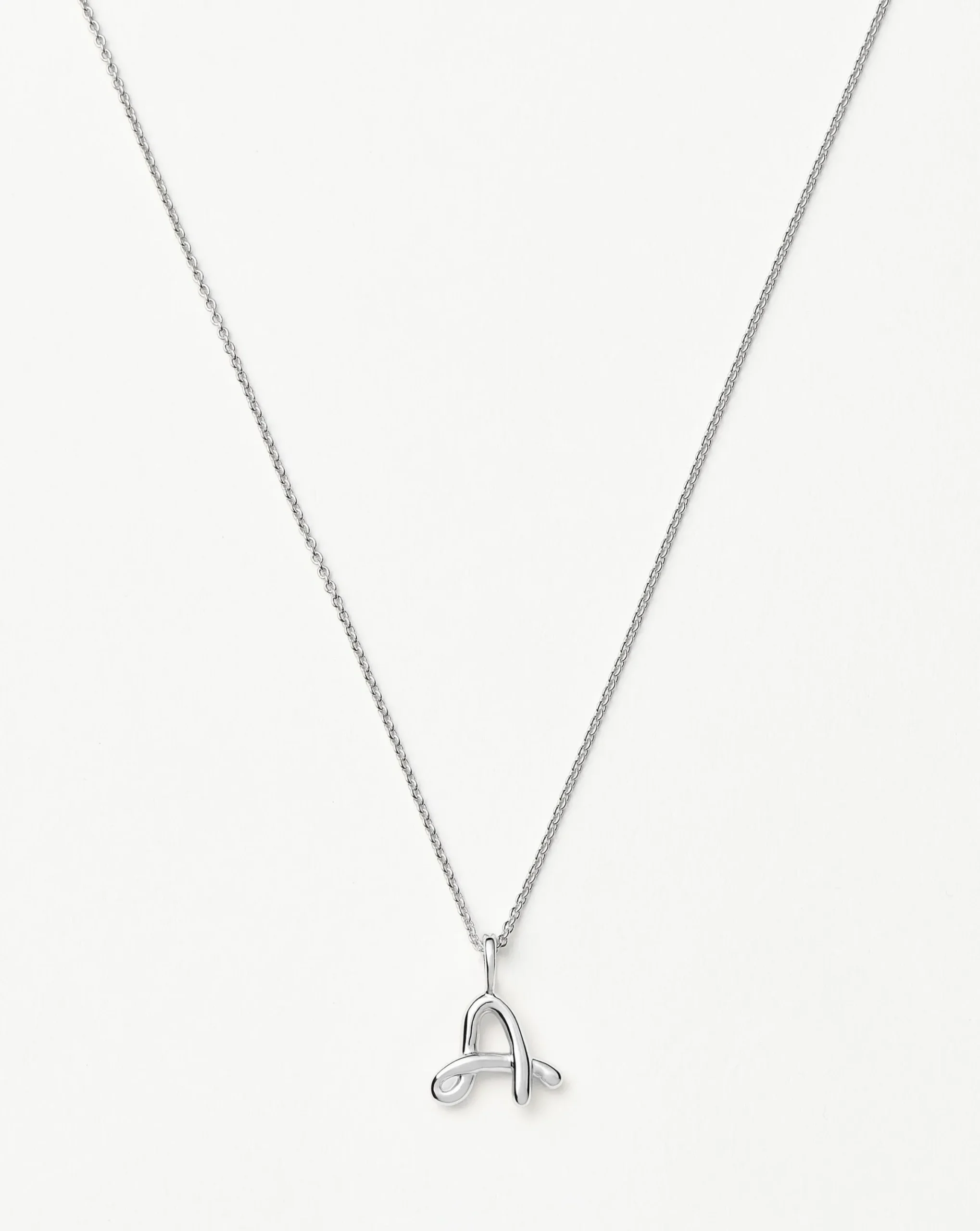 Curly Molten Mini Initial Necklace - A