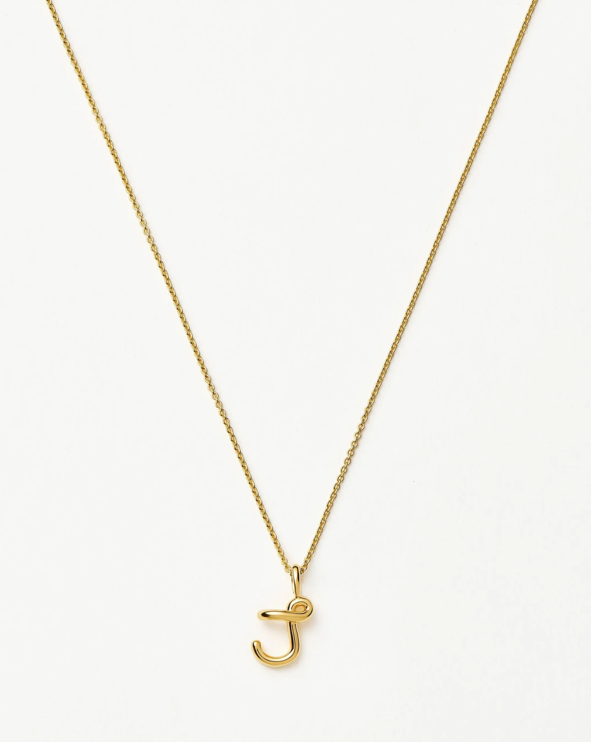 Curly Molten Mini Initial Necklace - J