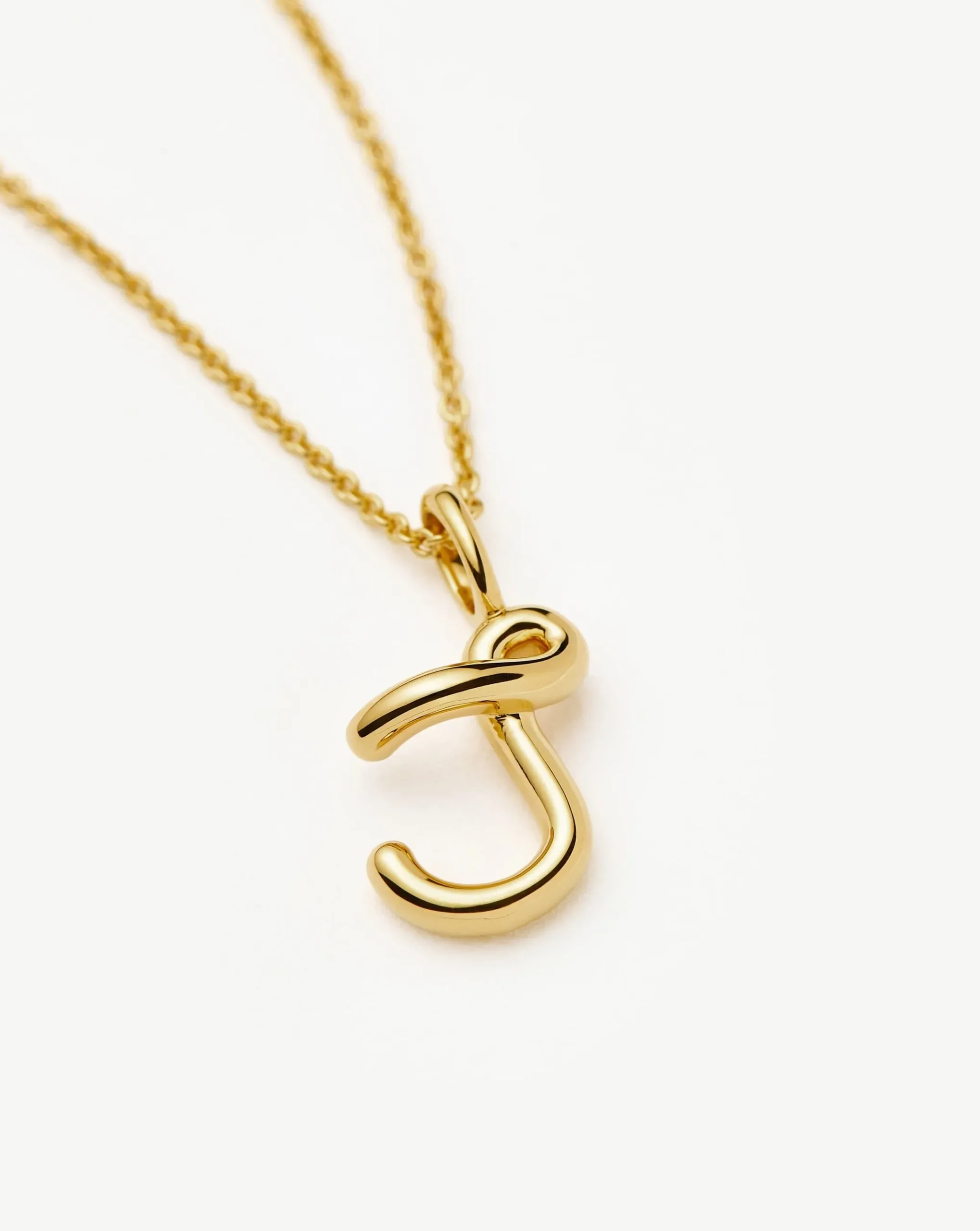 Curly Molten Mini Initial Necklace - J