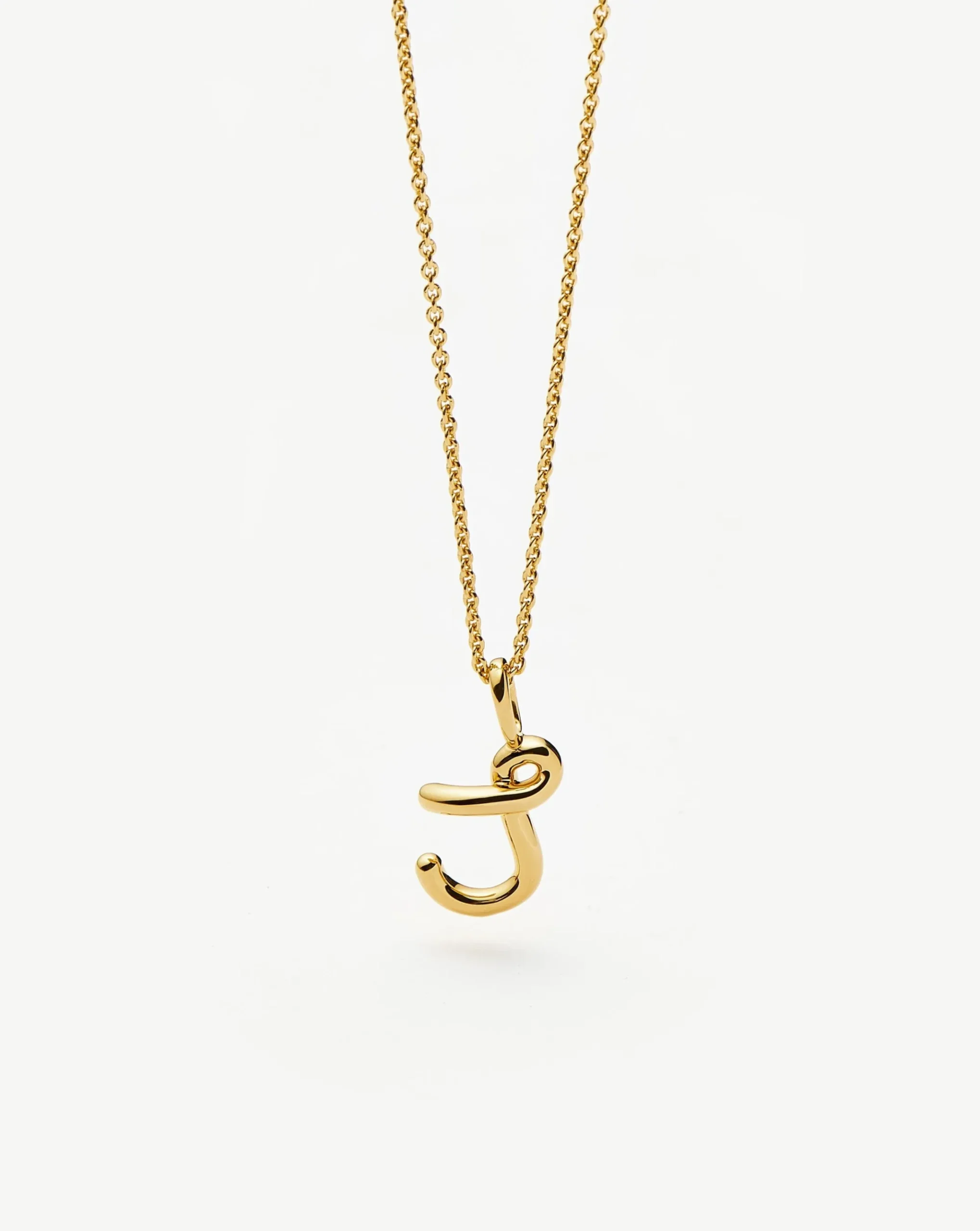 Curly Molten Mini Initial Necklace - J