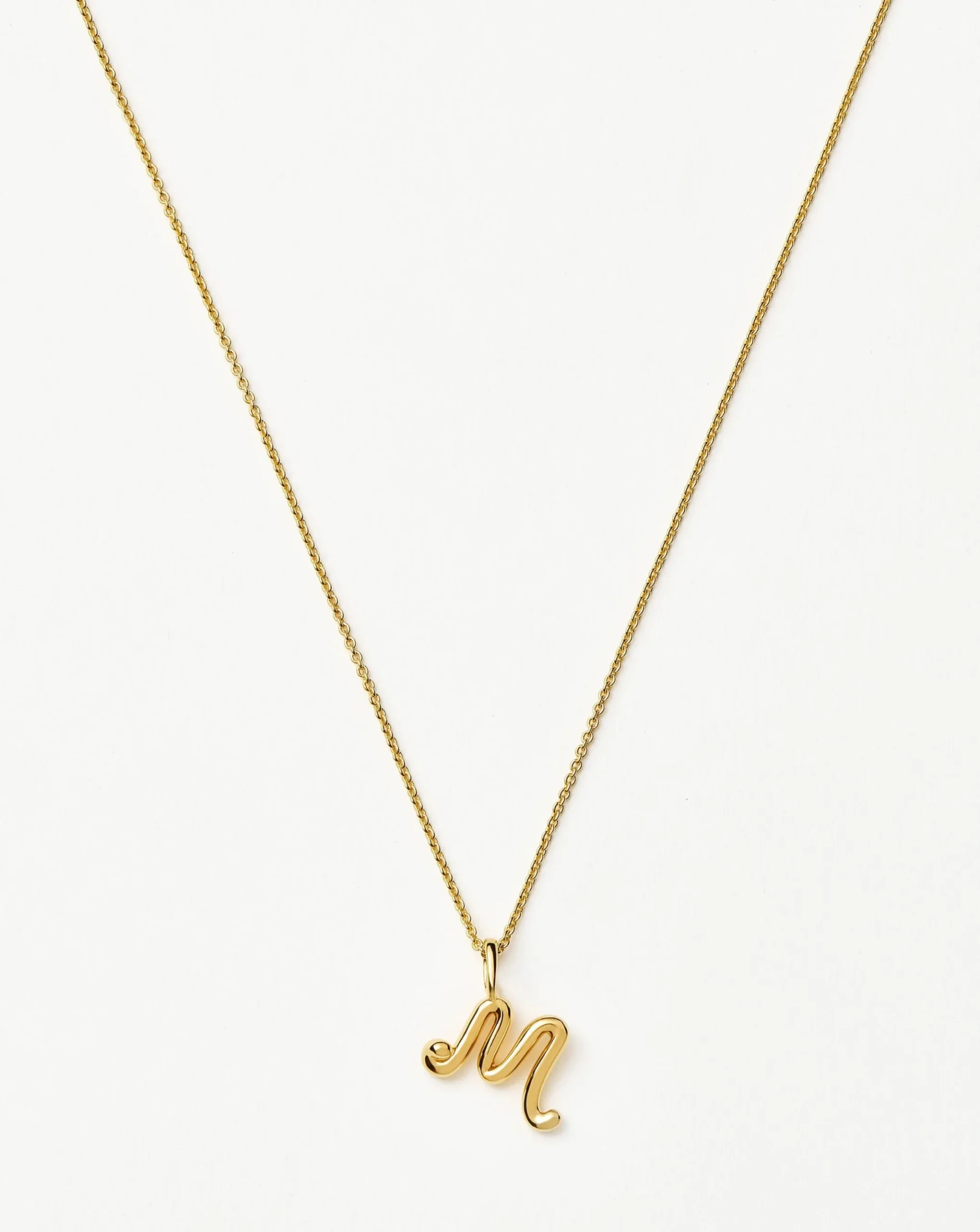 Curly Molten Mini Initial Necklace - M
