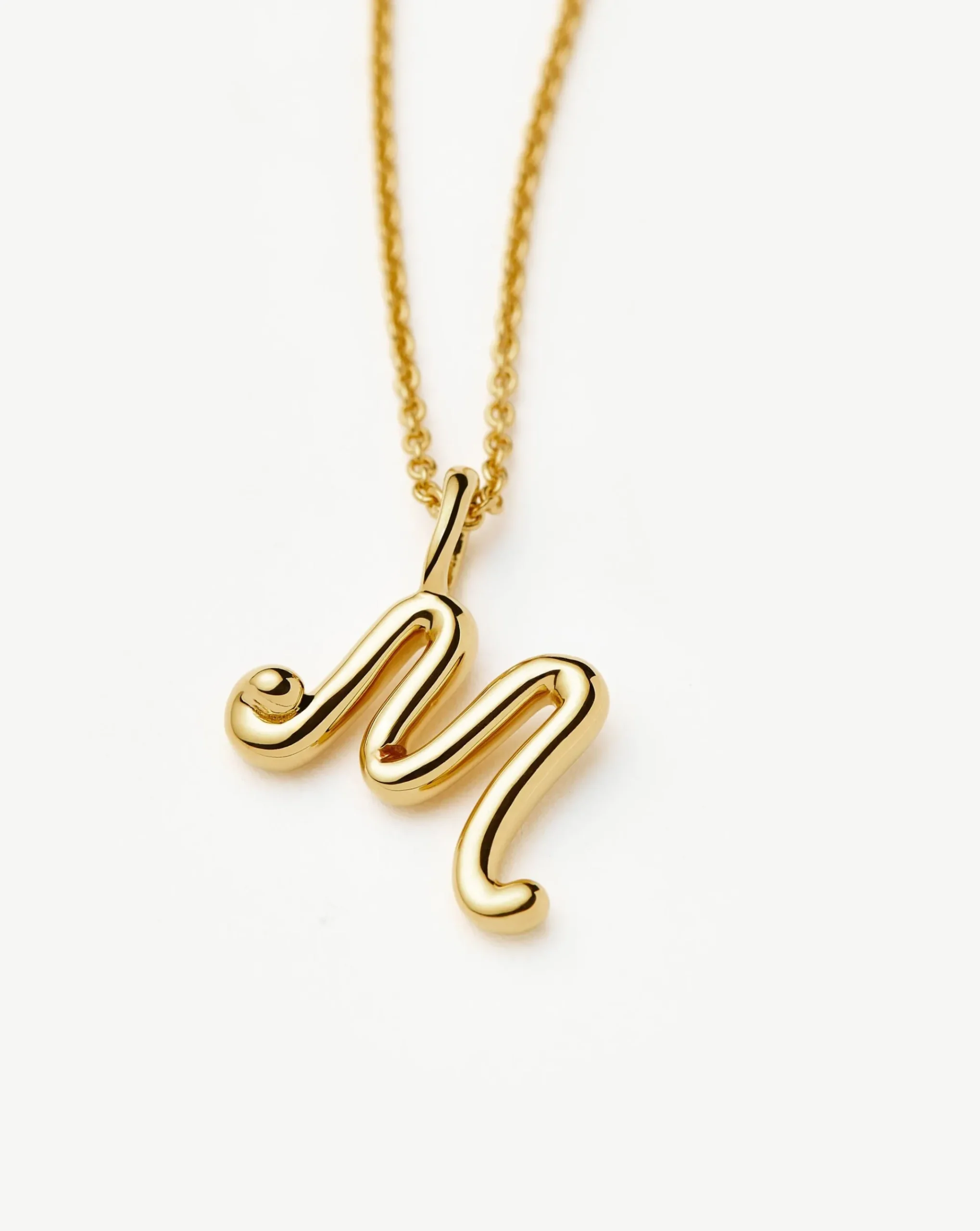 Curly Molten Mini Initial Necklace - M