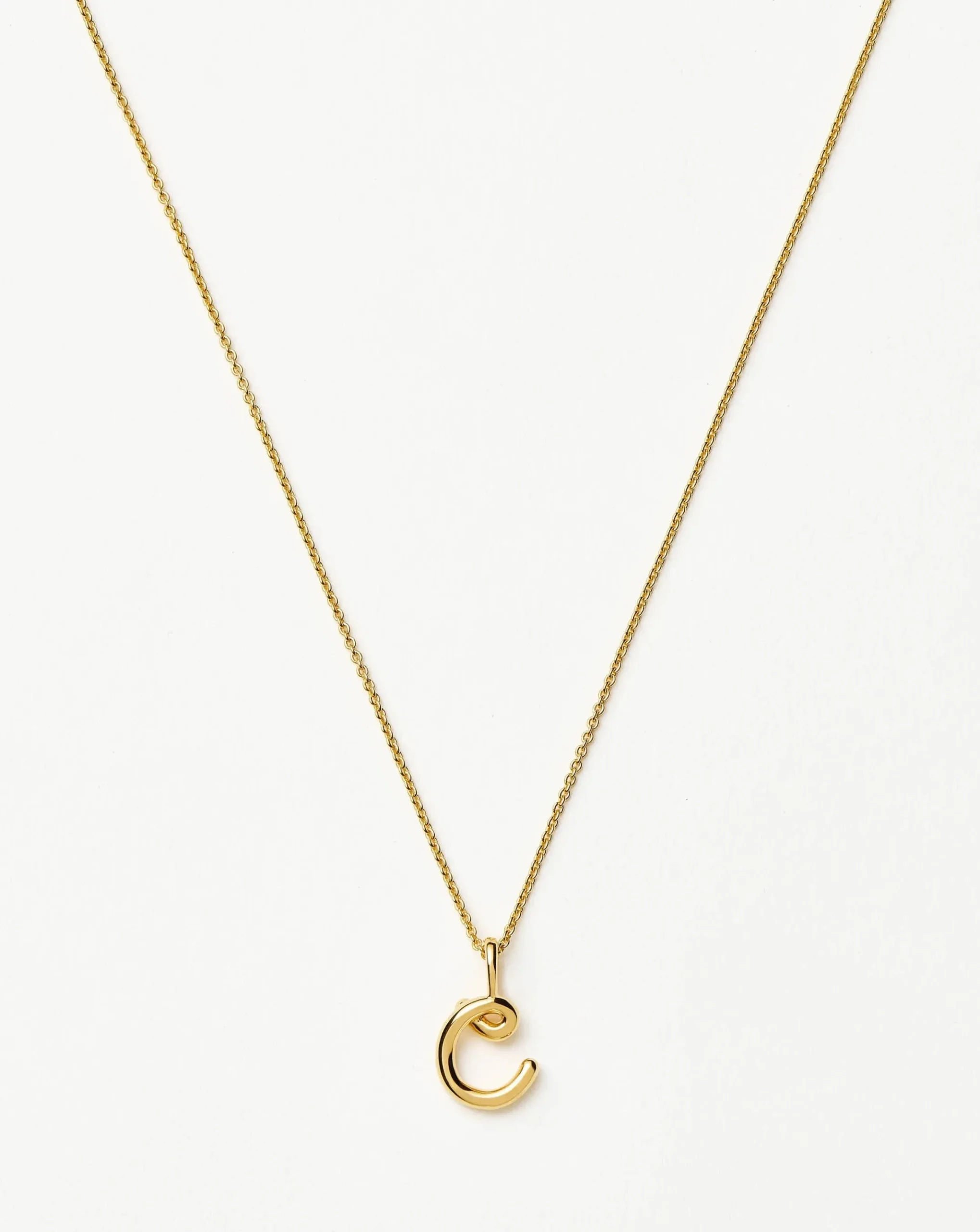 Curly Molten Mini Initial Necklace - C