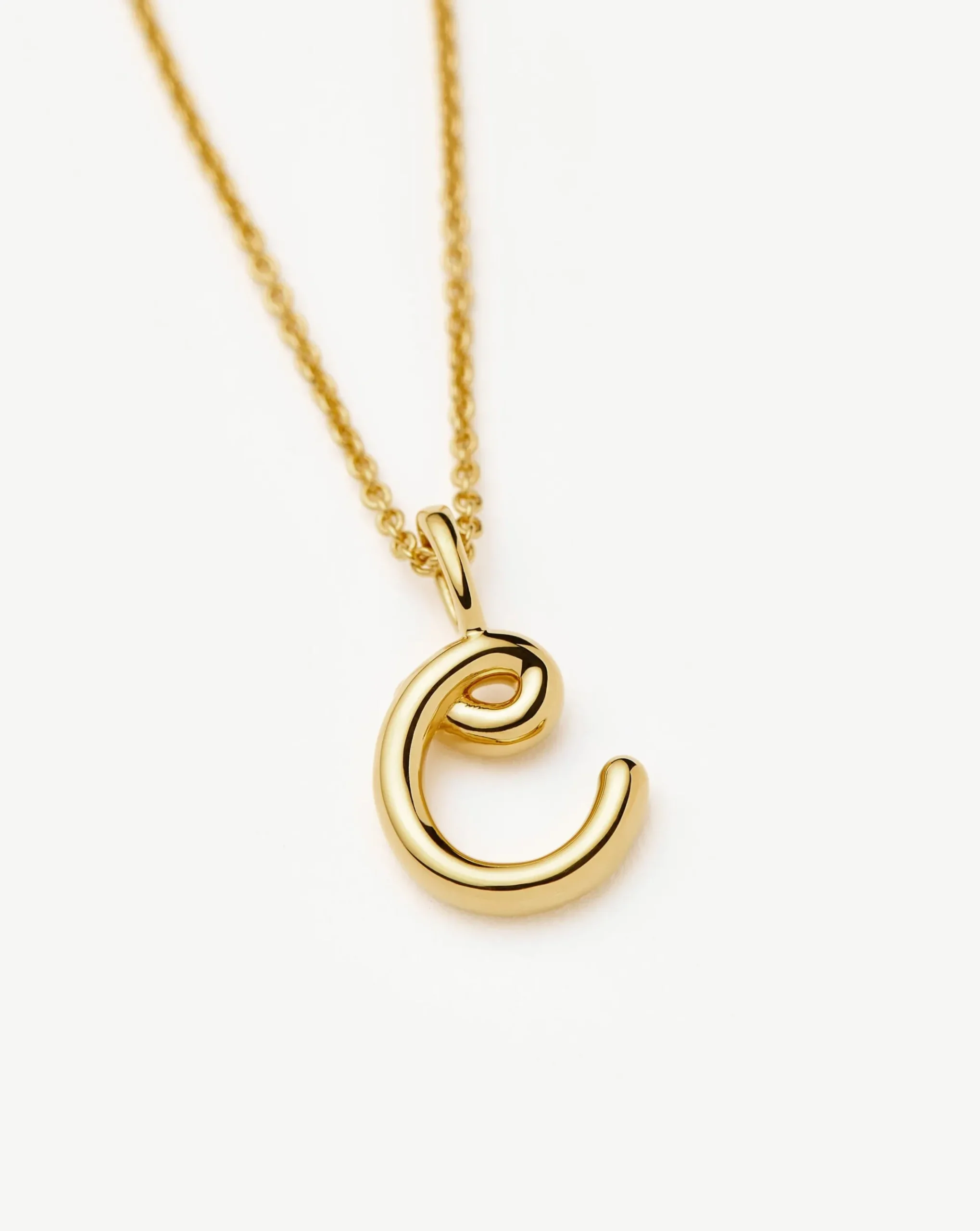 Curly Molten Mini Initial Necklace - C