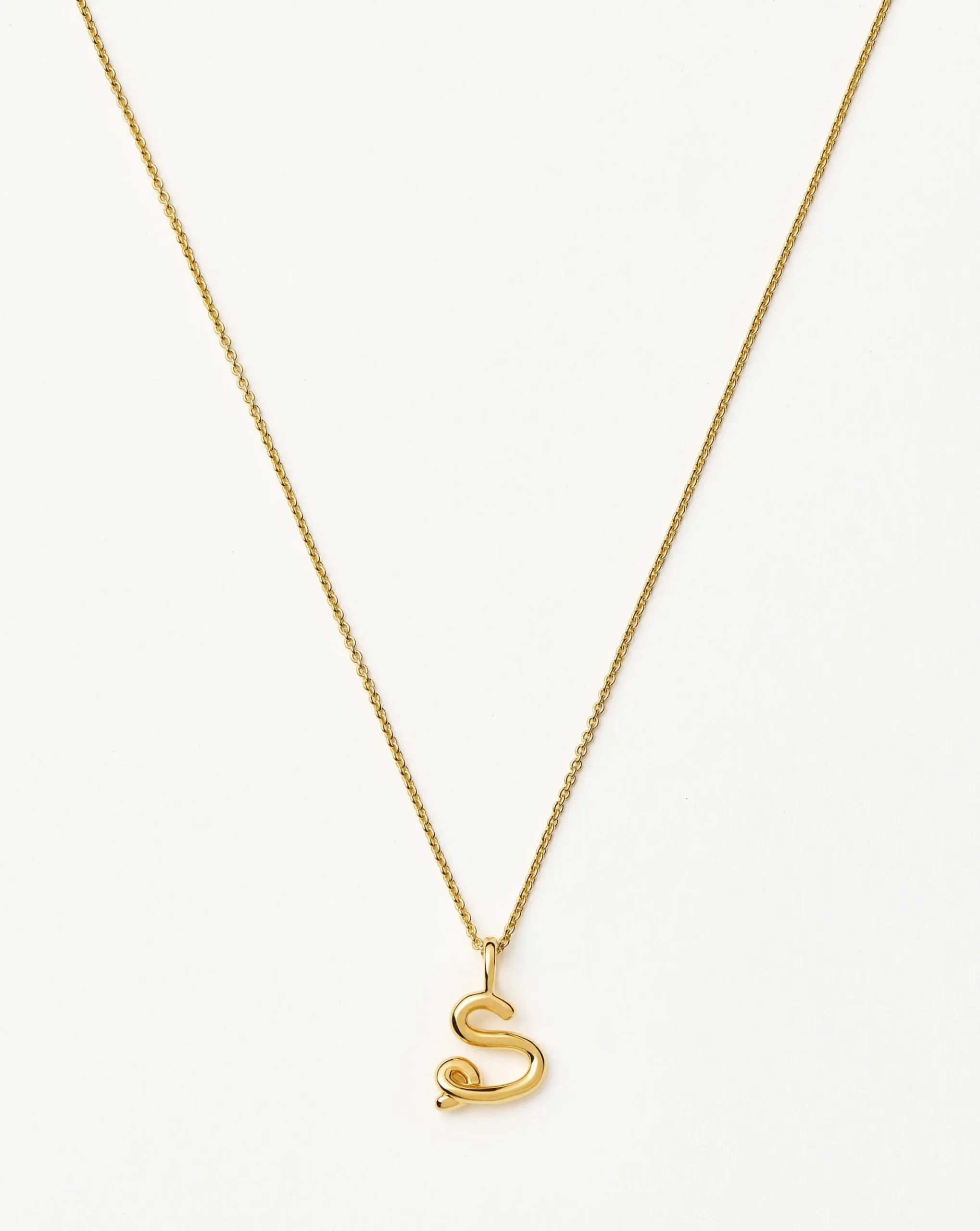 Curly Molten Mini Initial Necklace - S