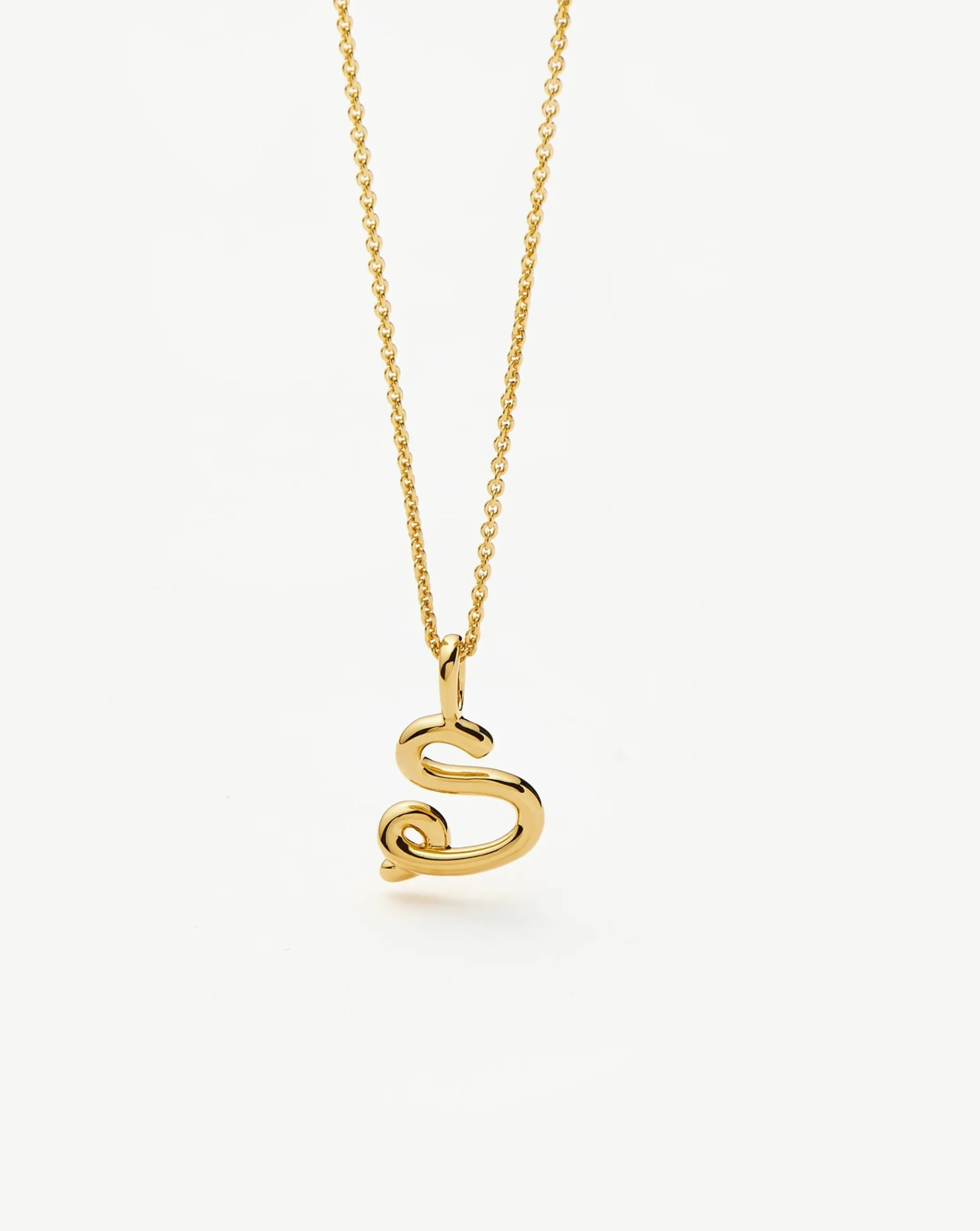 Curly Molten Mini Initial Necklace - S