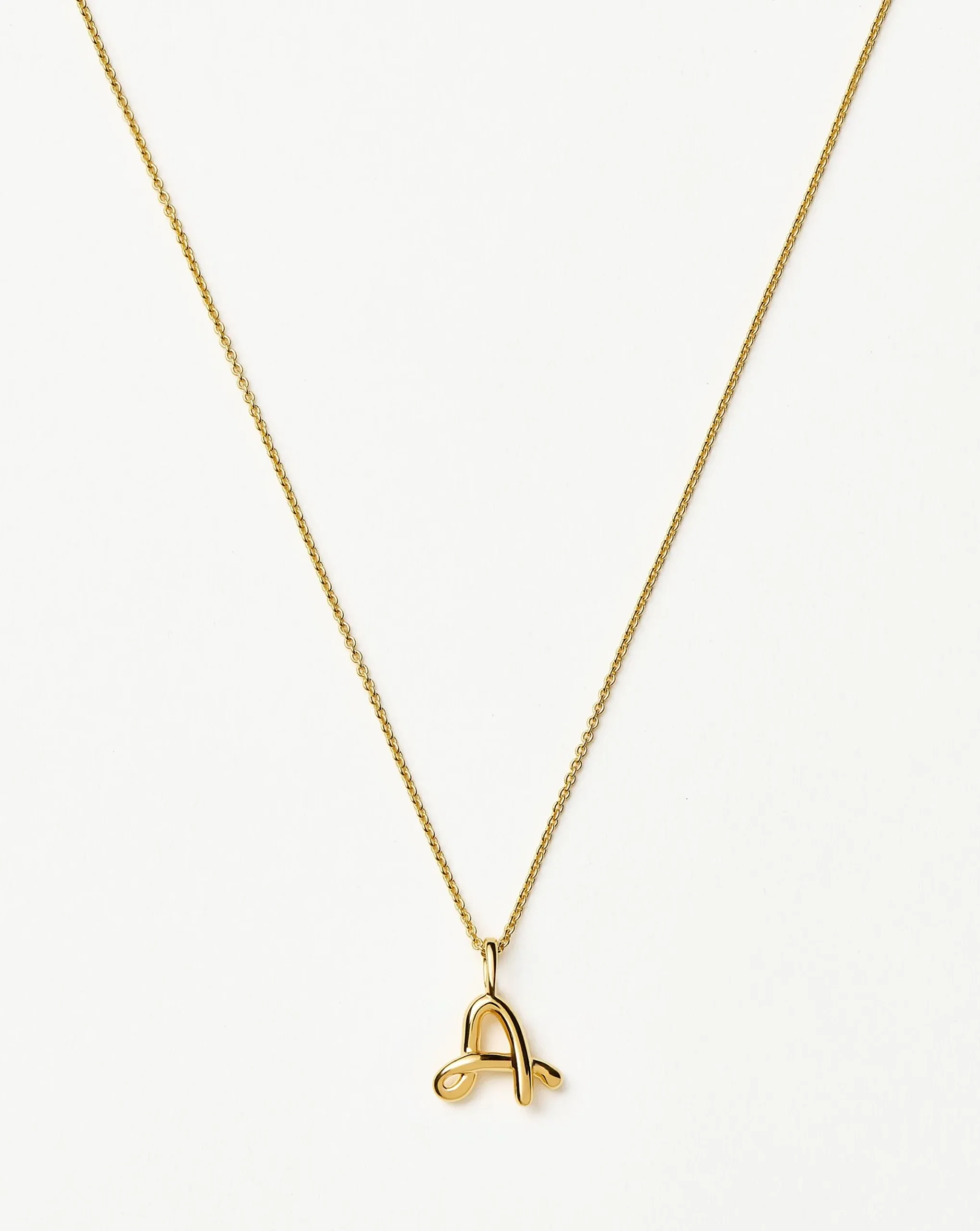 Curly Molten Mini Initial Necklace - A