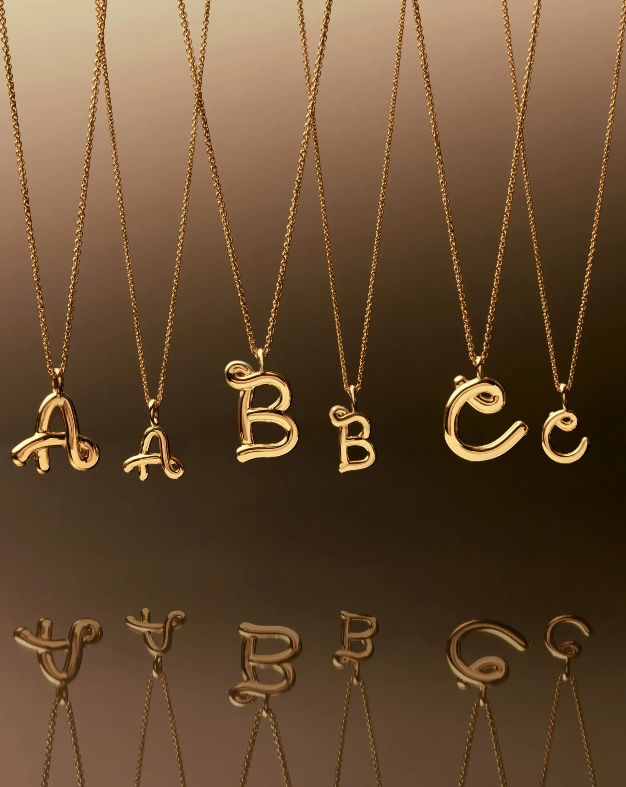 Curly Molten Mini Initial Necklace - A