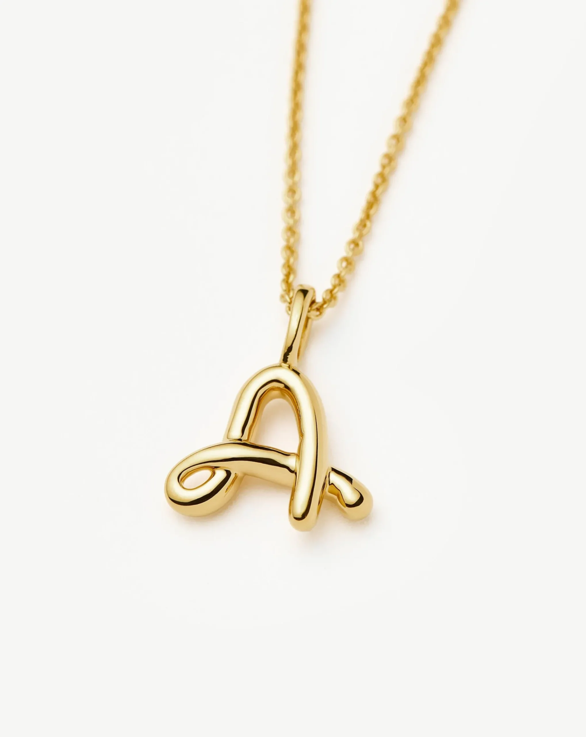 Curly Molten Mini Initial Necklace - A