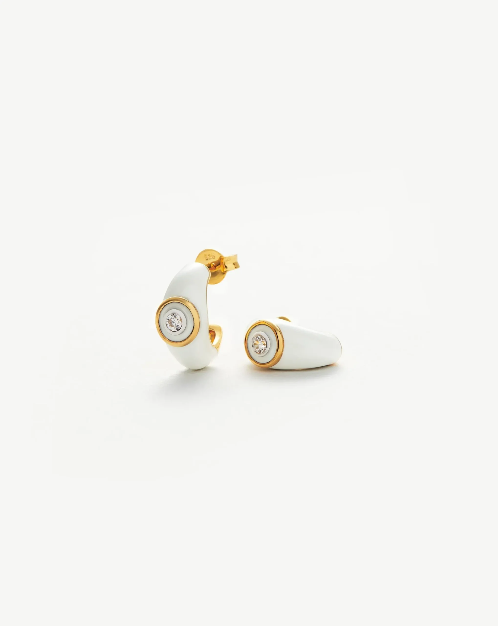 Enamel & Stone Dome Small Hoop Earrings