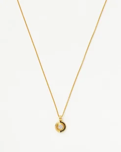 Enamel & Stone Round Pendant Necklace