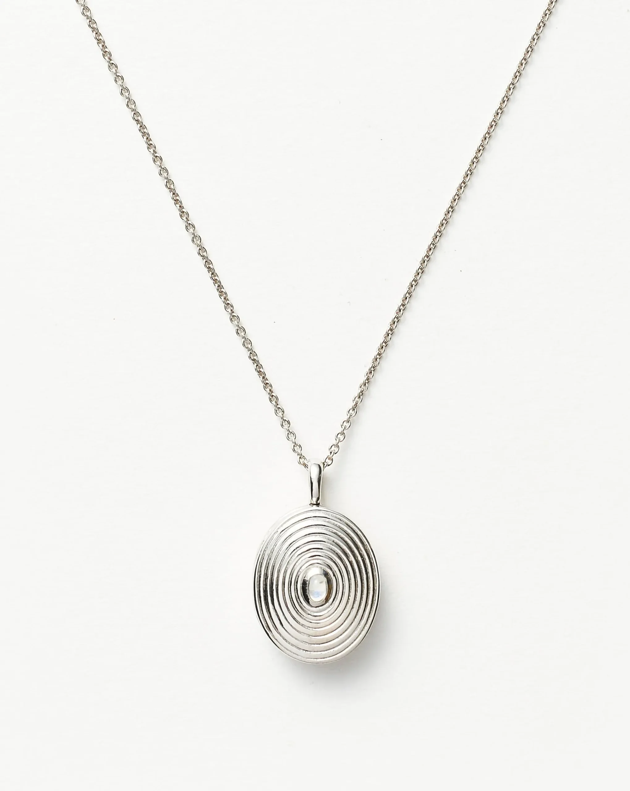 Engravable Oval Ridge Locket Pendant Necklace