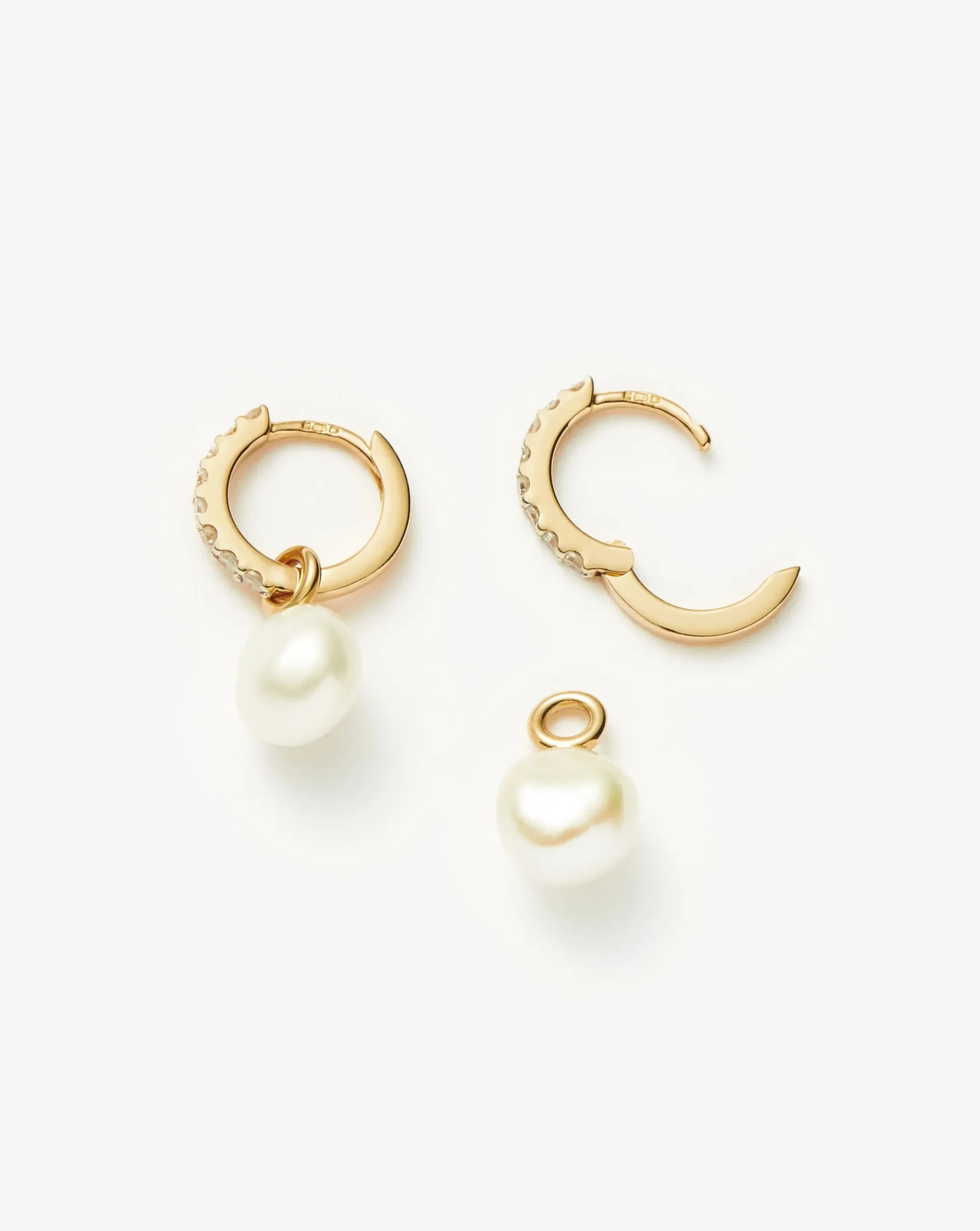 Fine Diamond & Pearl Charm Hoop Earrings