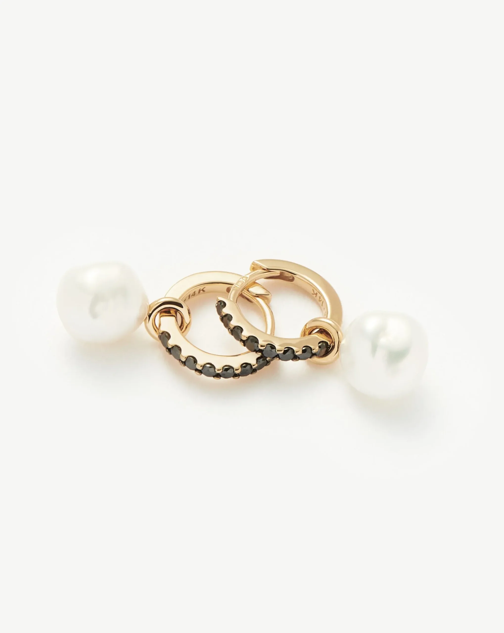 Fine Diamond & Pearl Charm Hoop Earrings