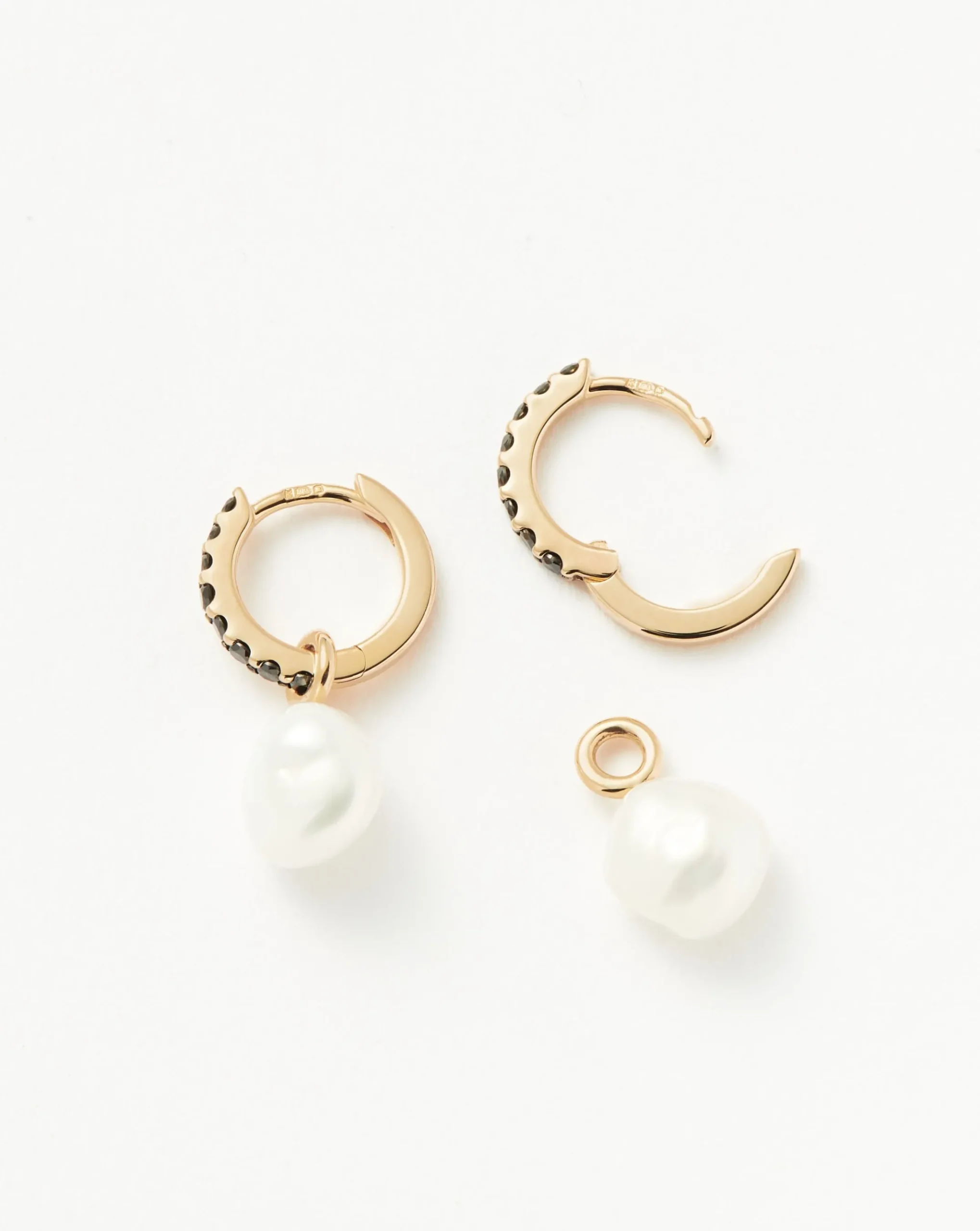 Fine Diamond & Pearl Charm Hoop Earrings