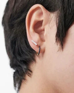 Fine Diamond Bar Flat Back Stud Earring