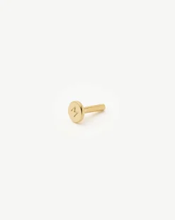 Fine Diamond Bar Flat Back Stud Earring