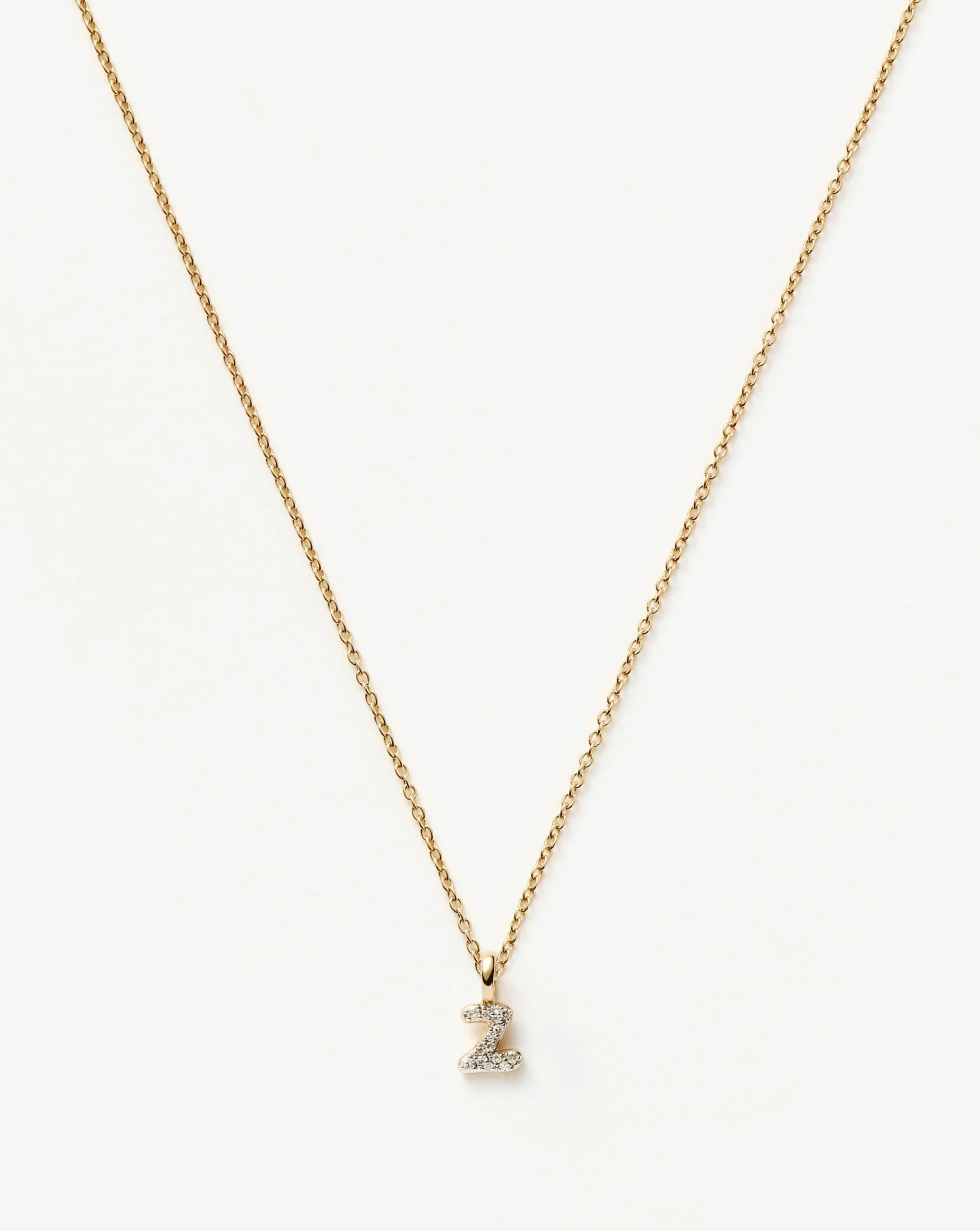 Fine Diamond Initial Mini Pendant Necklace - Z