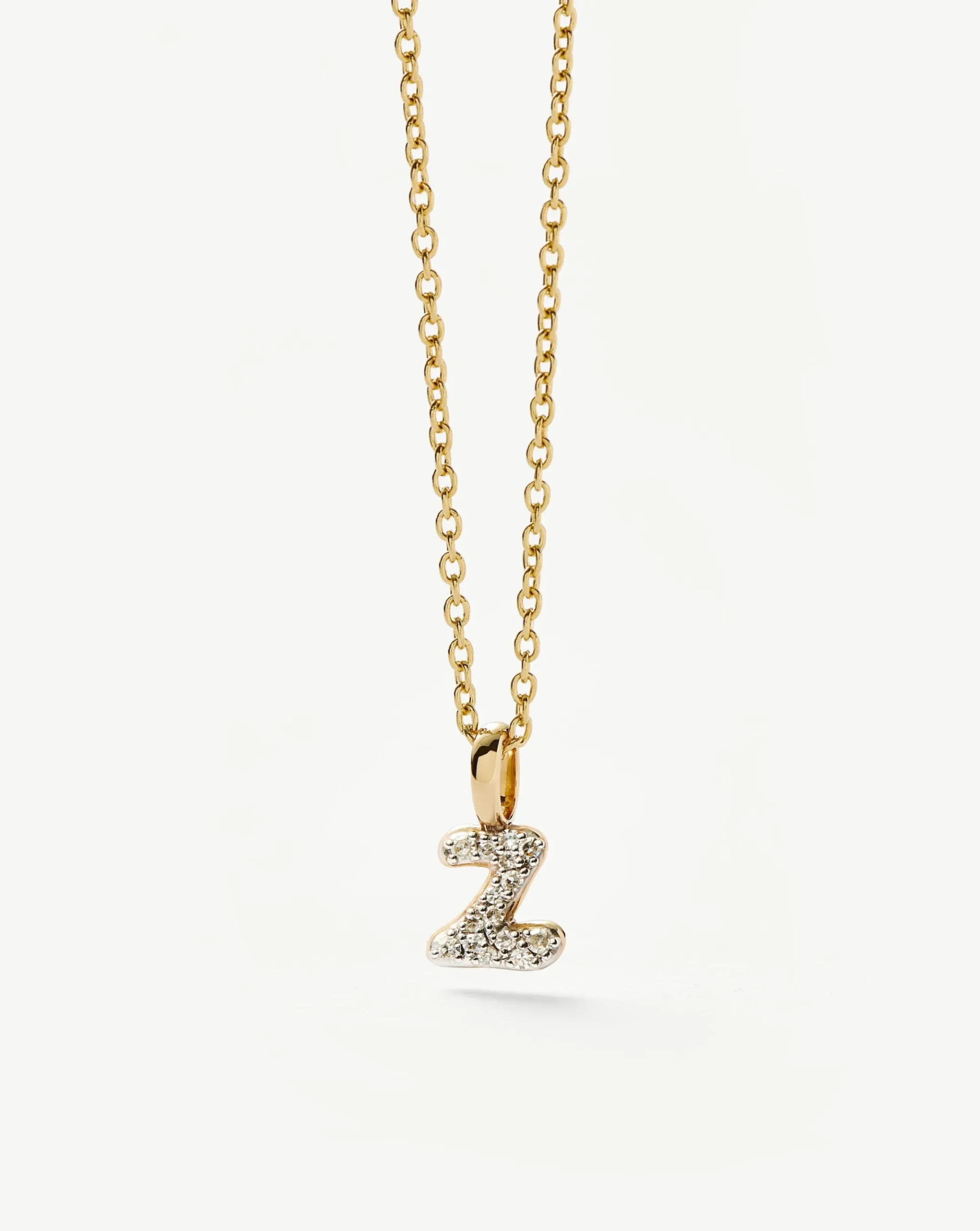 Fine Diamond Initial Mini Pendant Necklace - Z