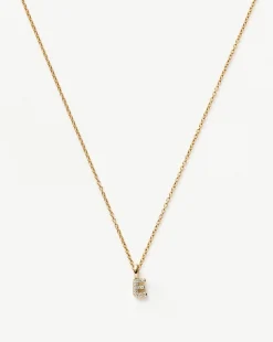 Fine Diamond Initial Mini Pendant Necklace - E