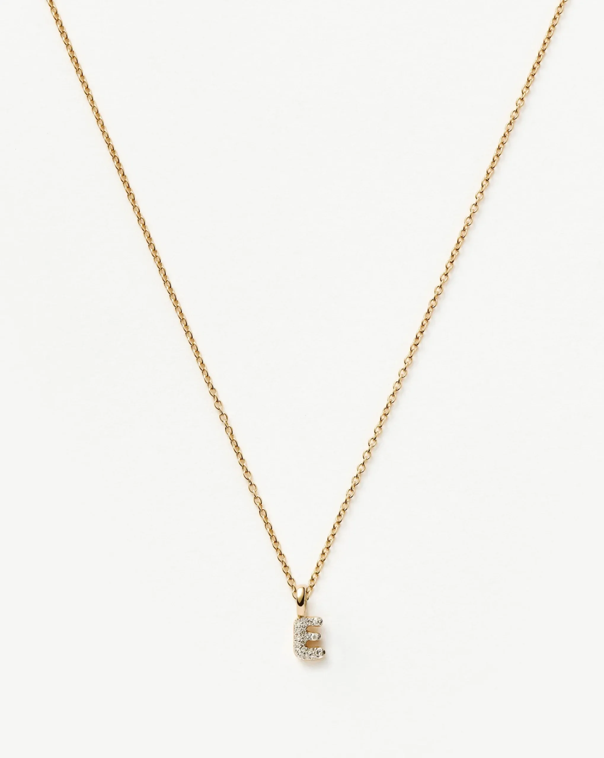 Fine Diamond Initial Mini Pendant Necklace - E