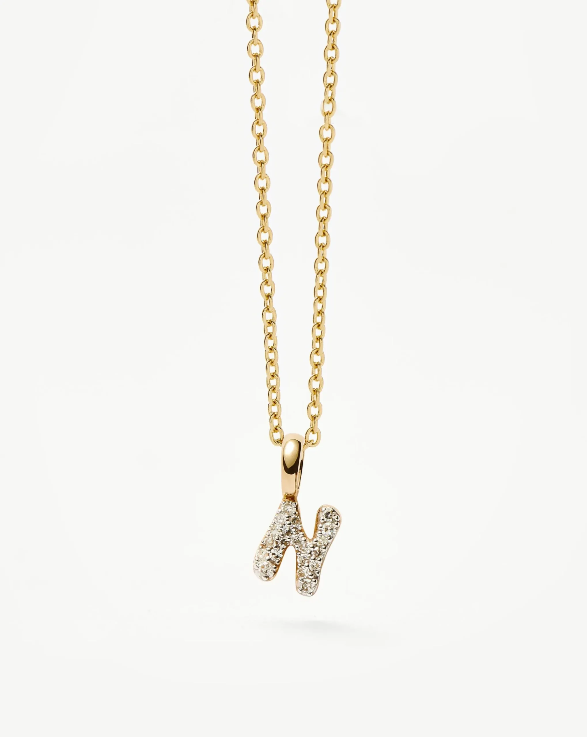 Fine Diamond Initial Mini Pendant Necklace - N