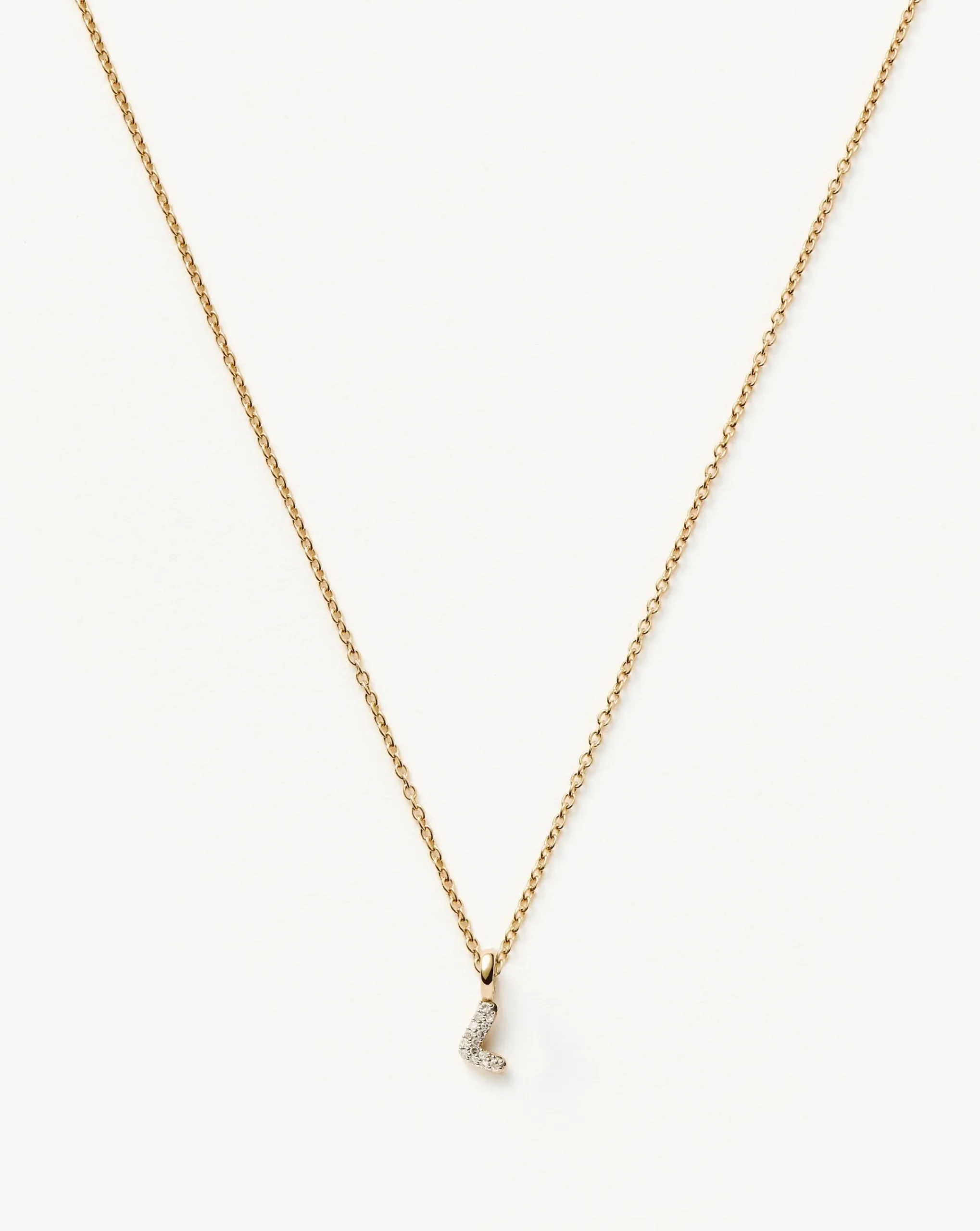 Fine Diamond Initial Mini Pendant Necklace - L