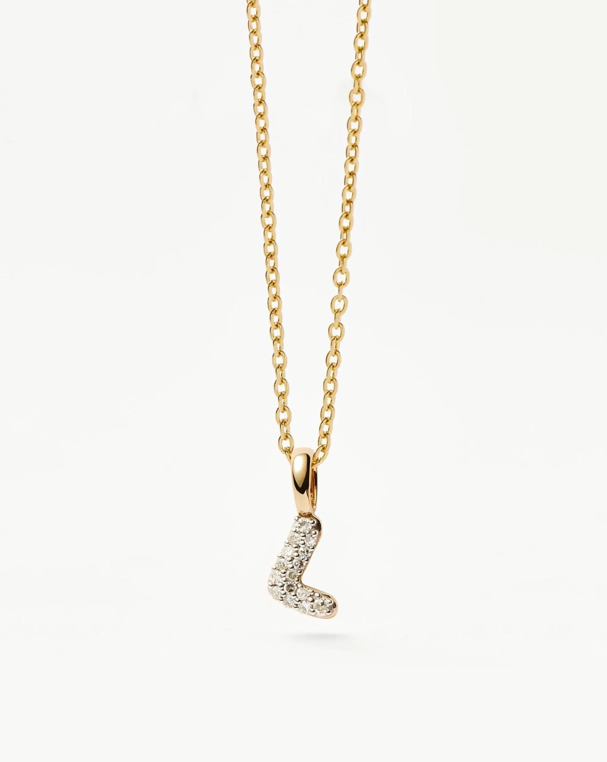 Fine Diamond Initial Mini Pendant Necklace - L