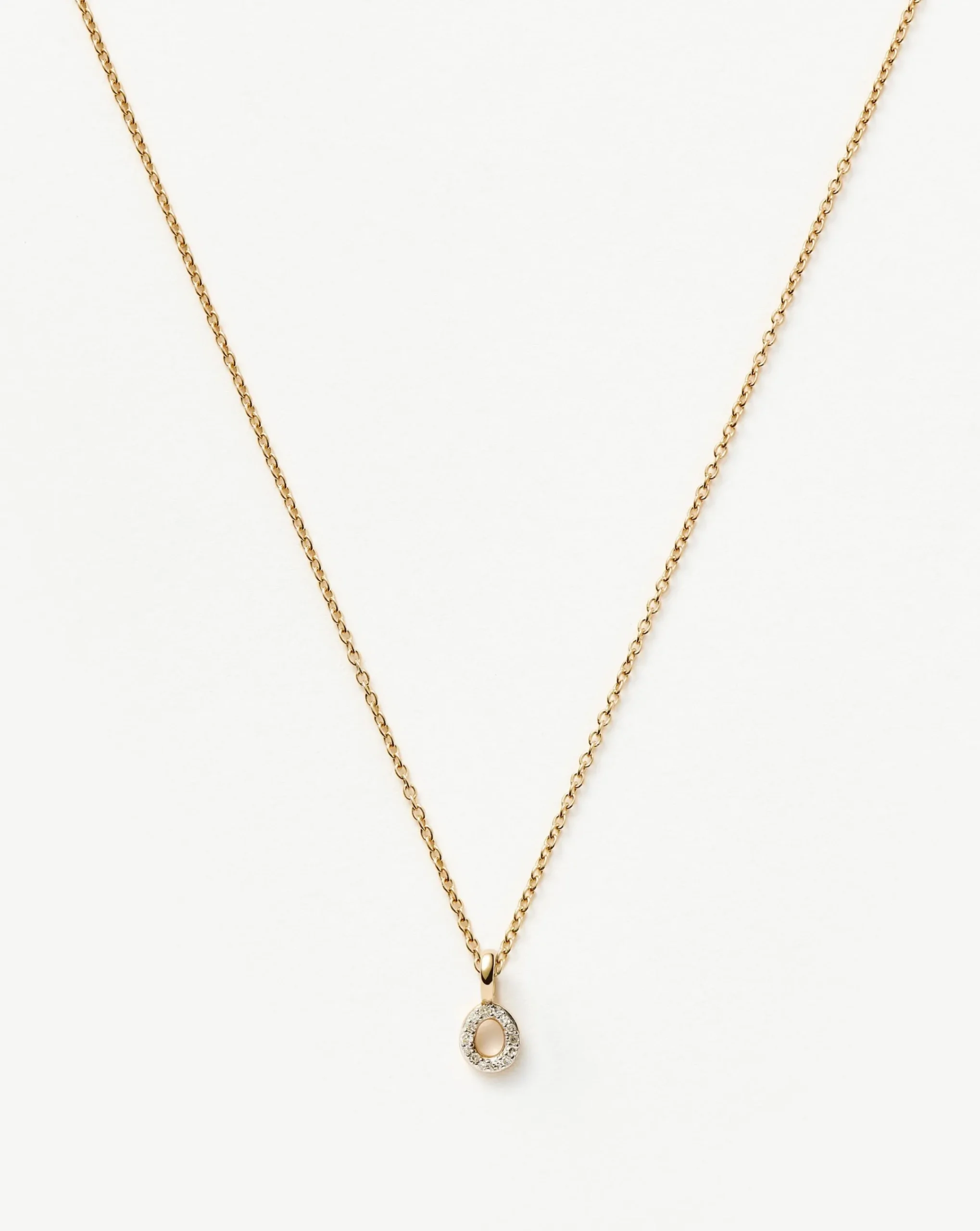 Fine Diamond Initial Mini Pendant Necklace - O