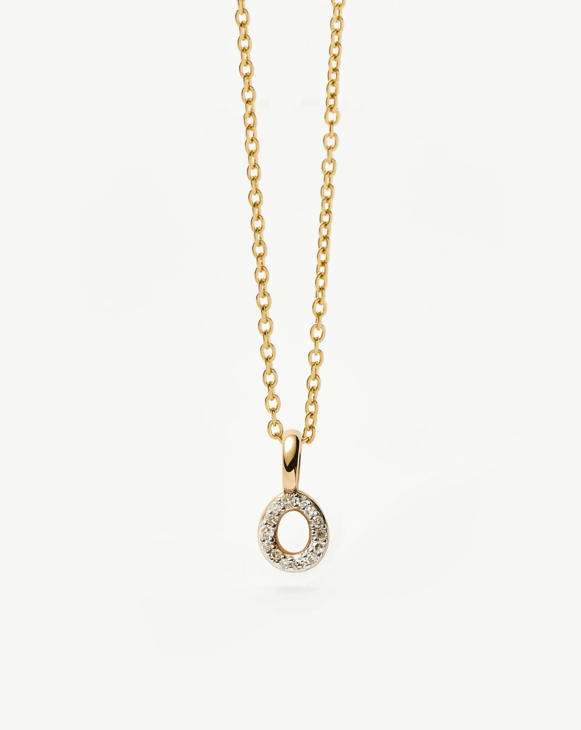Fine Diamond Initial Mini Pendant Necklace - O
