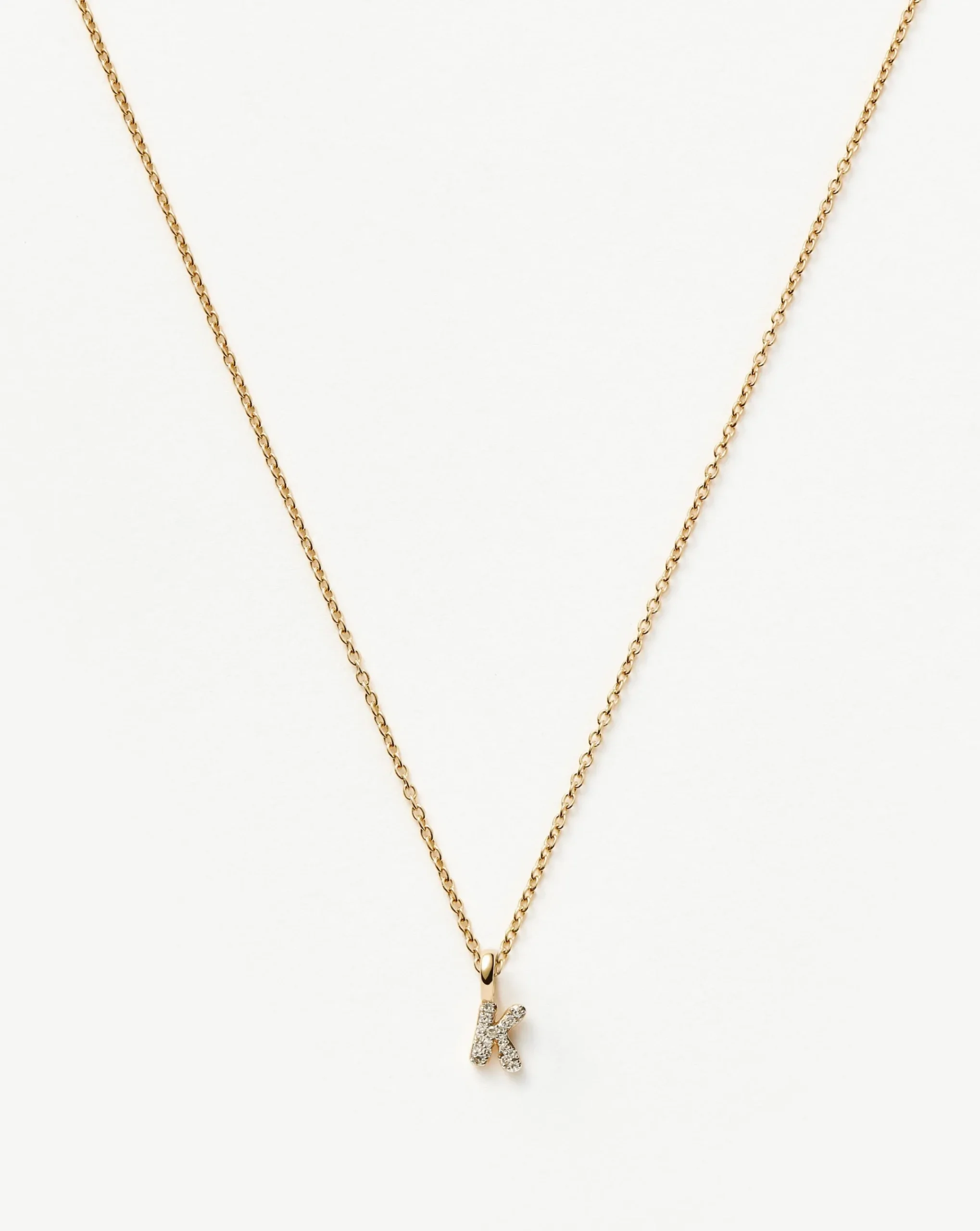 Fine Diamond Initial Mini Pendant Necklace - K