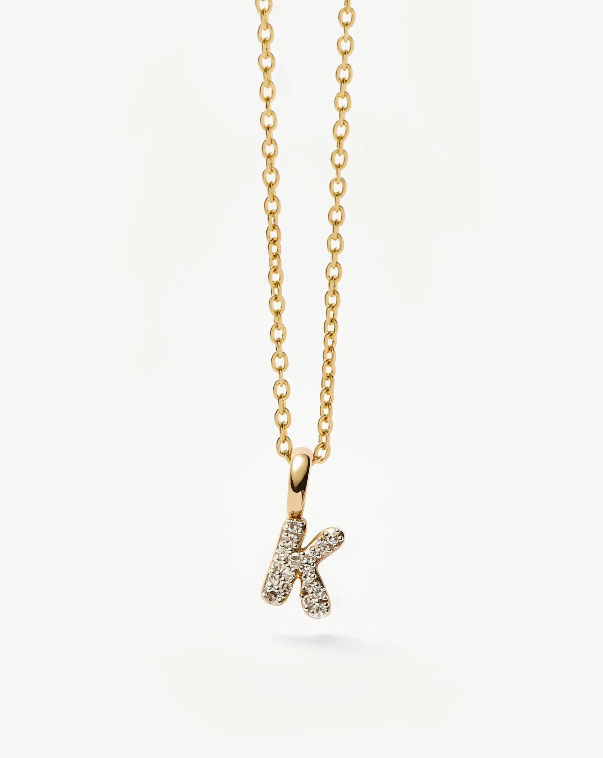 Fine Diamond Initial Mini Pendant Necklace - K