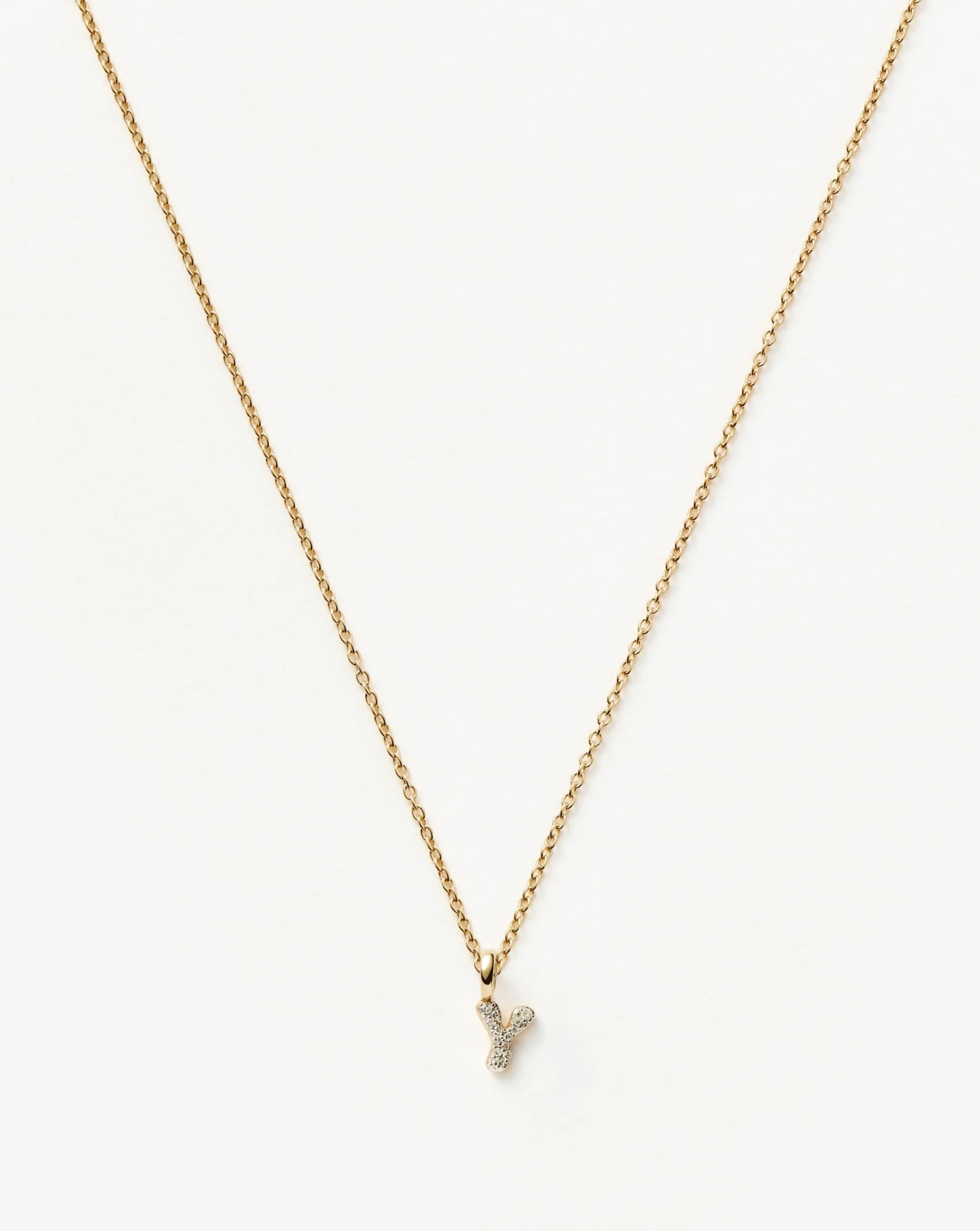 Fine Diamond Initial Mini Pendant Necklace - Y